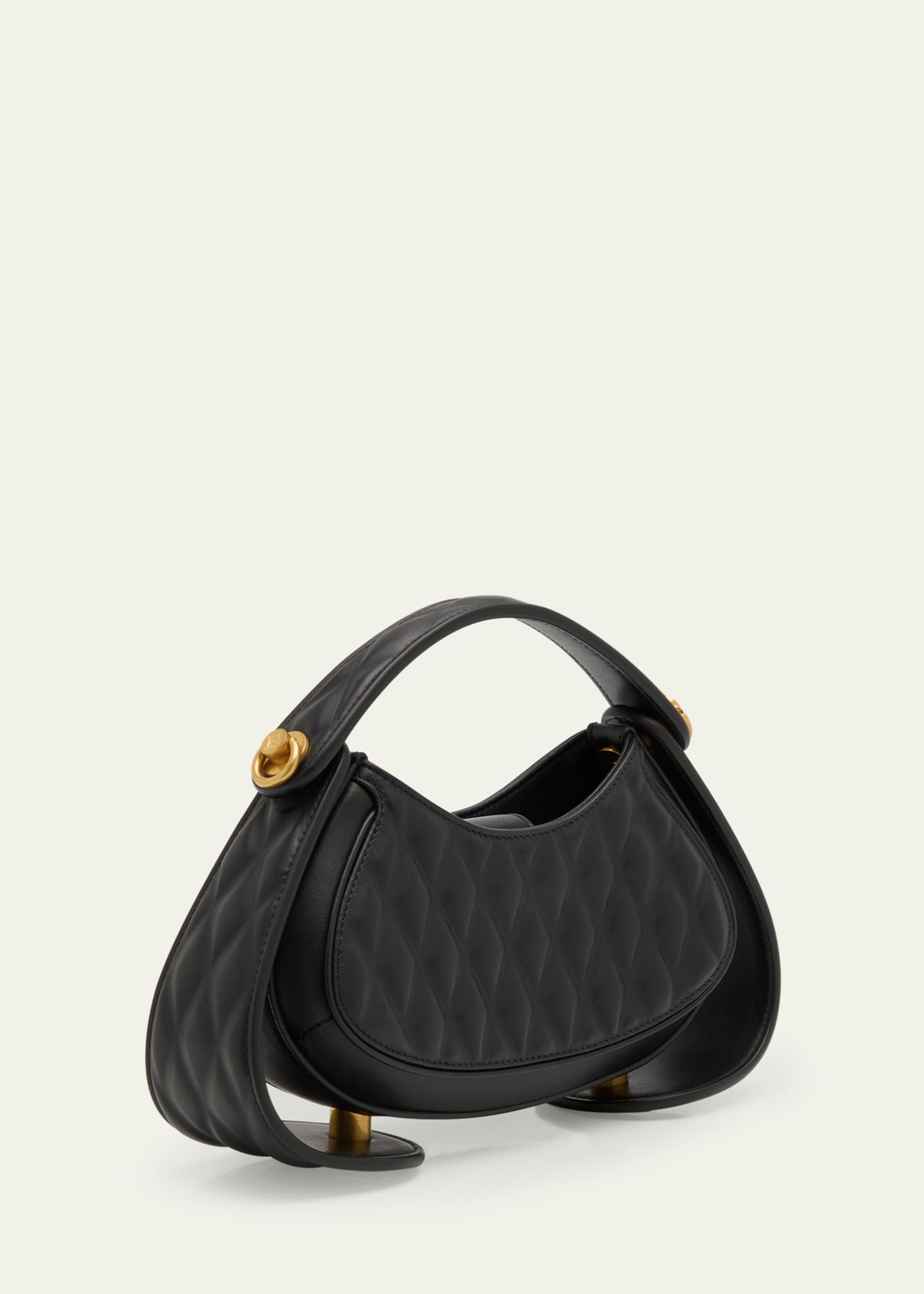 Balmain Jolie Madame Small Top-Handle Bag in Grid Padded Leather Image 3 of 6