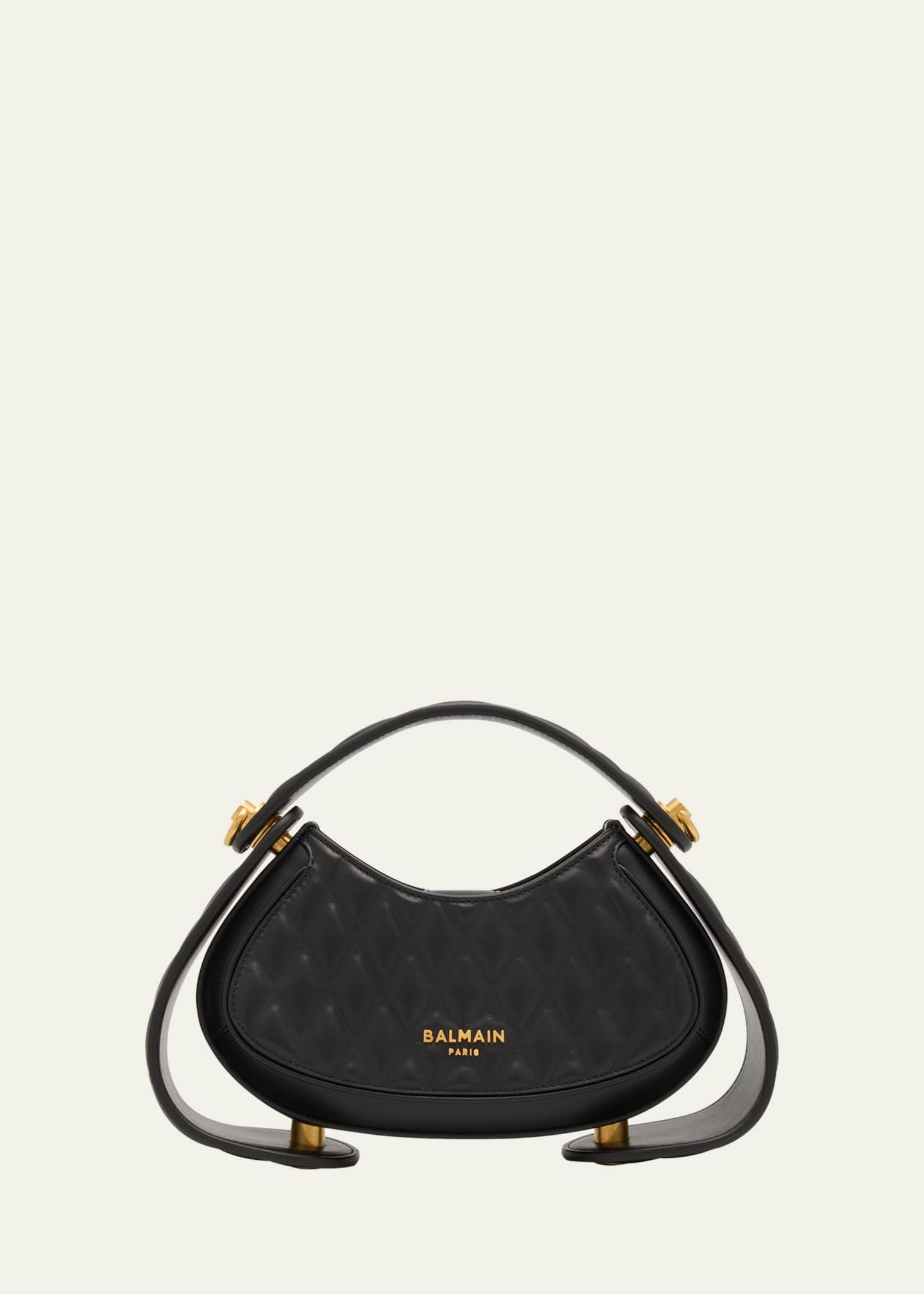 Balmain Jolie Madame Small Top-Handle Bag in Grid Padded Leather Image 1 of 6
