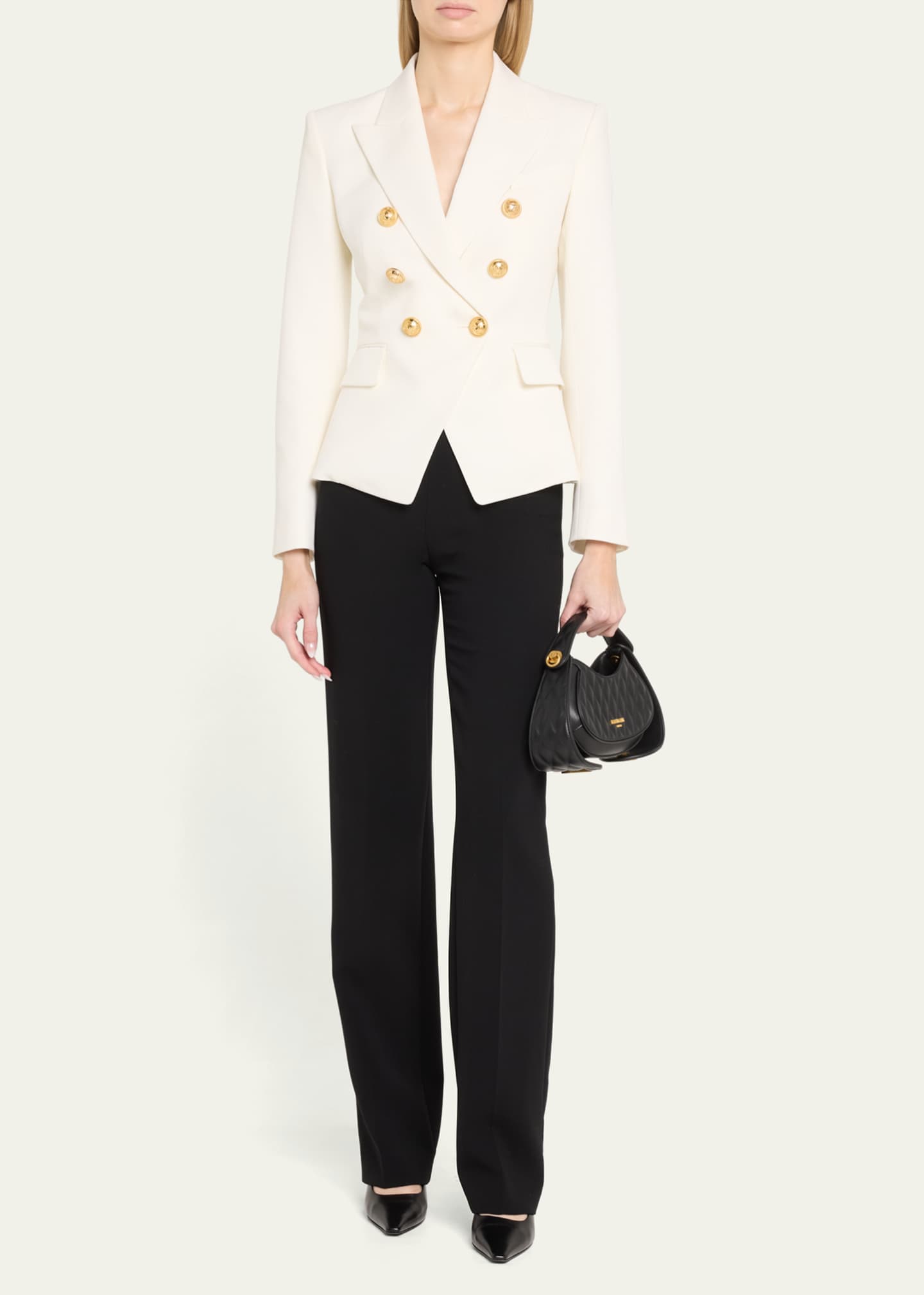 Balmain Jolie Madame Small Top-Handle Bag in Grid Padded Leather Image 5 of 6