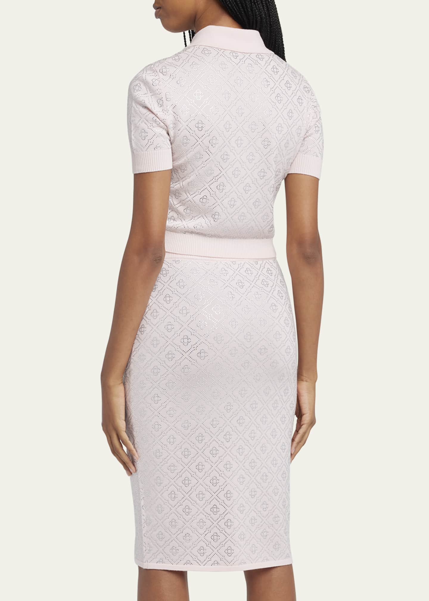 CASABLANCA Crystal Monogram Crop Polo Shirt Image 3 of 5