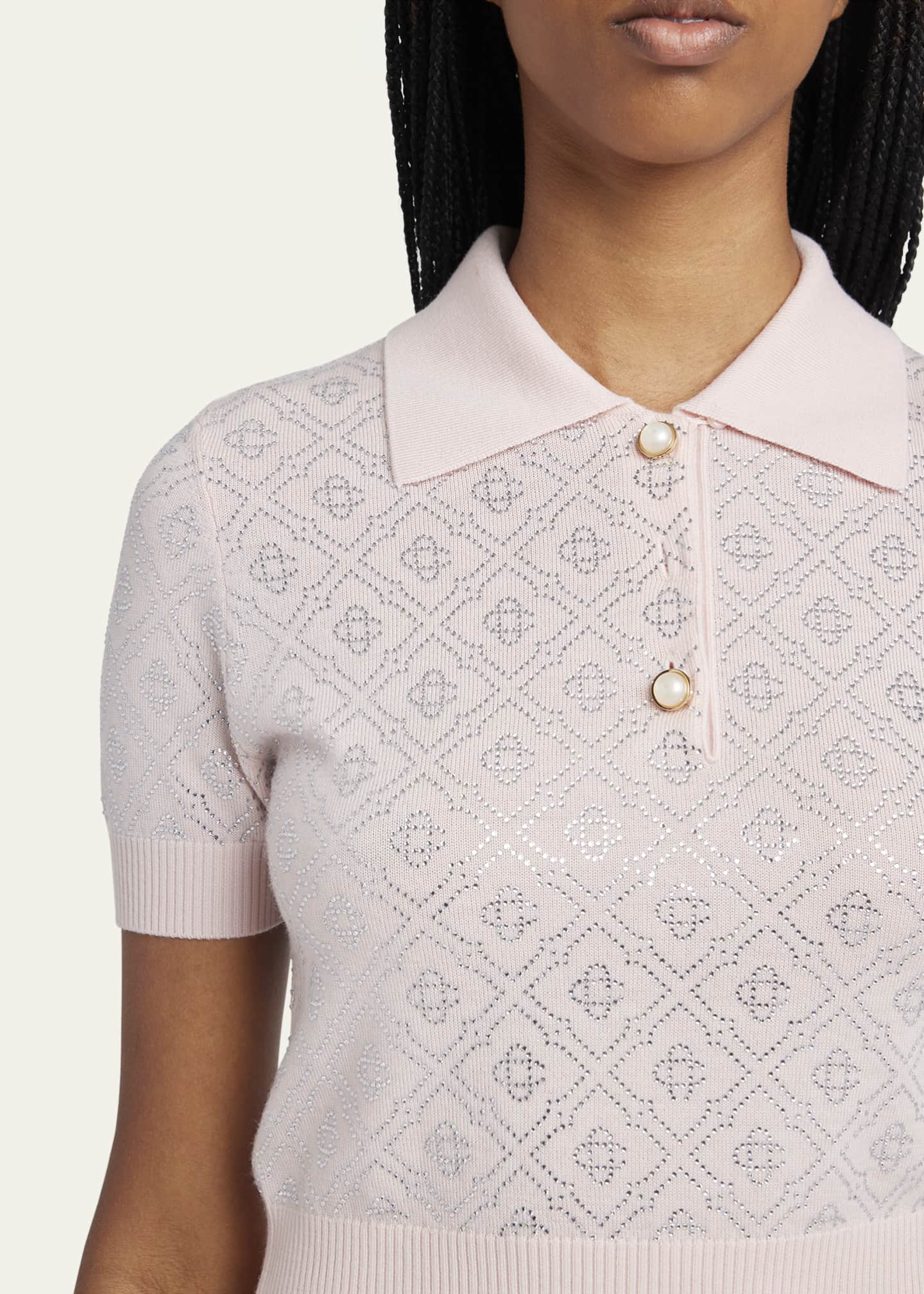 CASABLANCA Crystal Monogram Crop Polo Shirt Image 5 of 5