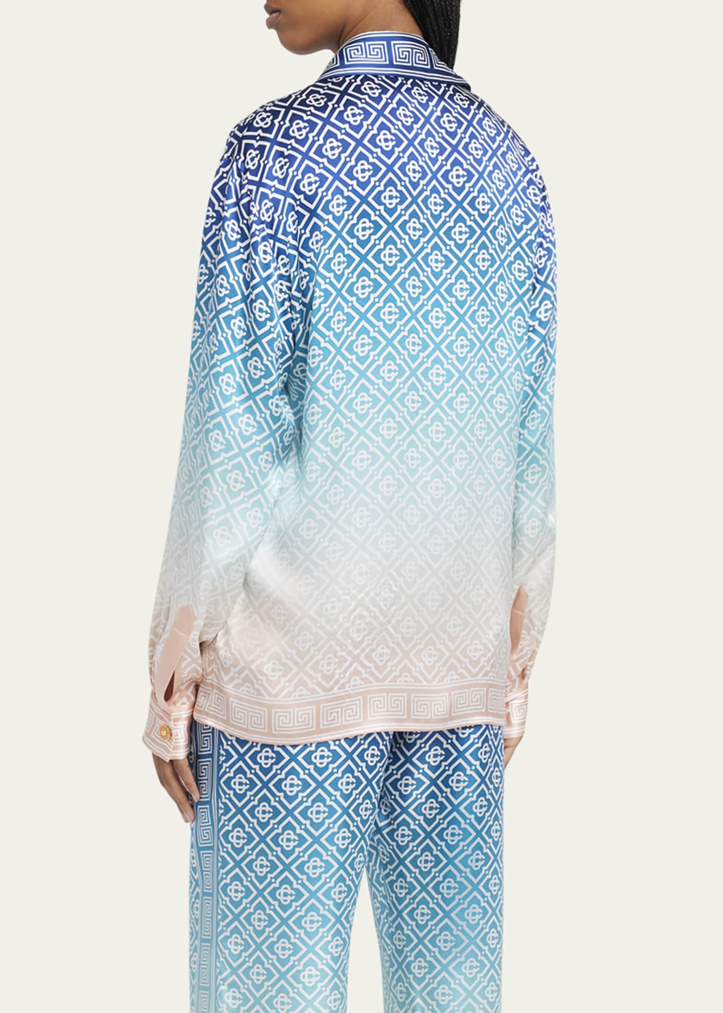 CASABLANCA Ombre Monogram Silk Button-Down Shirt Image 3 of 5