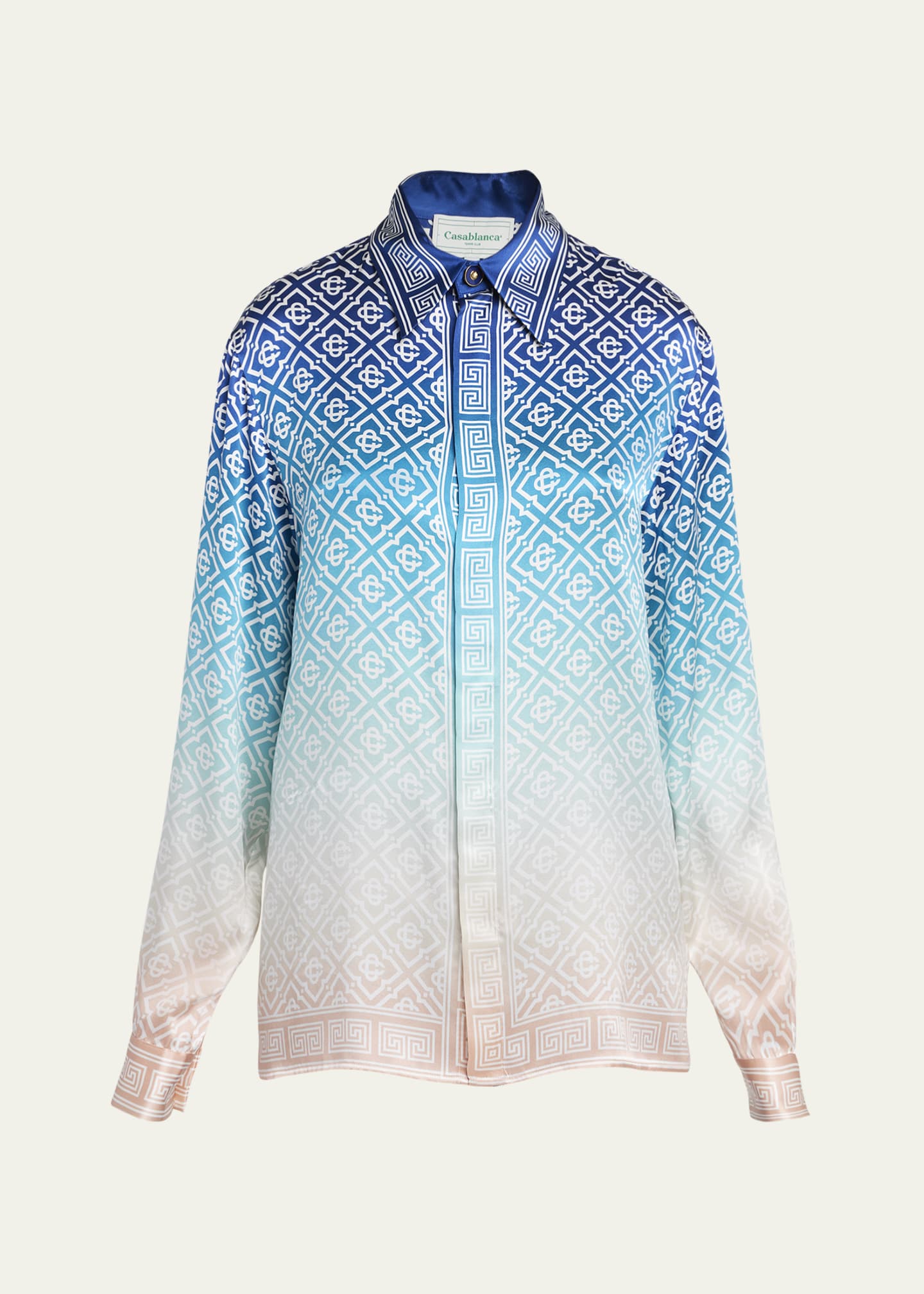 CASABLANCA Ombre Monogram Silk Button-Down Shirt Image 1 of 5