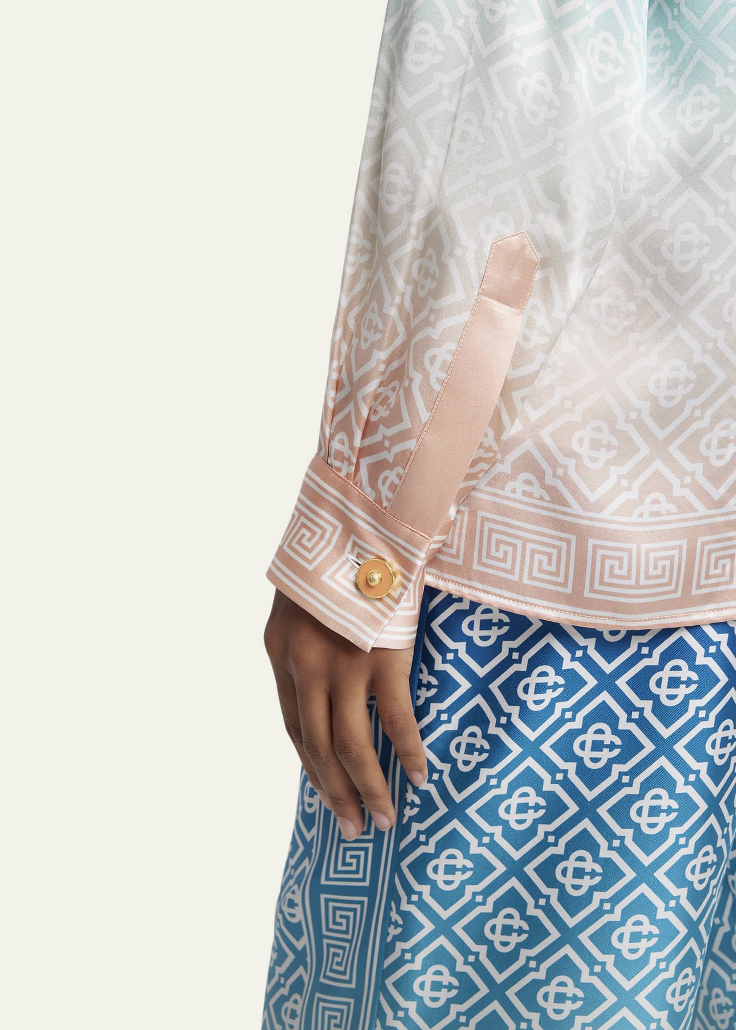 CASABLANCA Ombre Monogram Silk Button-Down Shirt Image 5 of 5