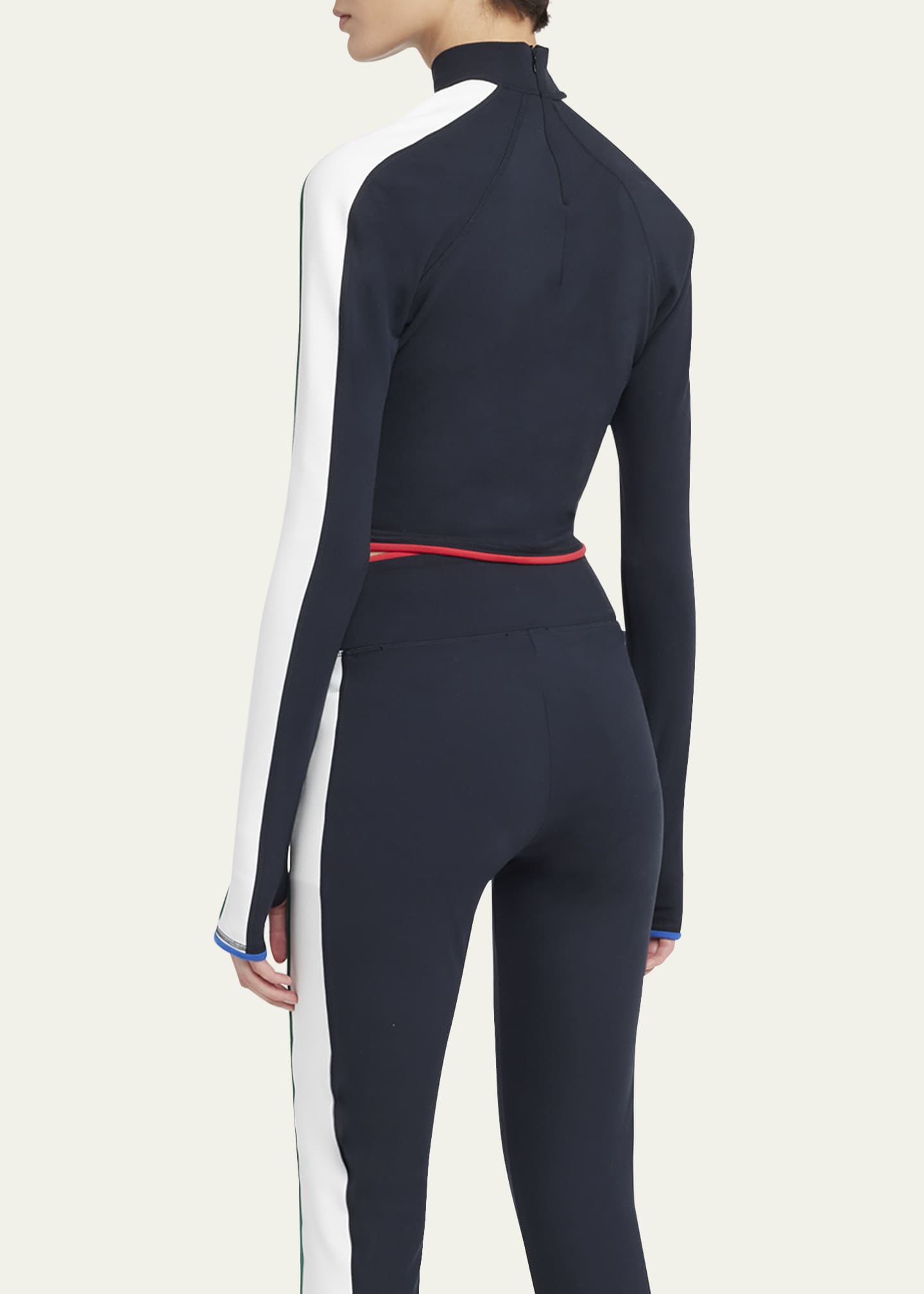 CASABLANCA Stripe Long-Sleeve Cropped Activewear Top Image 3 of 5