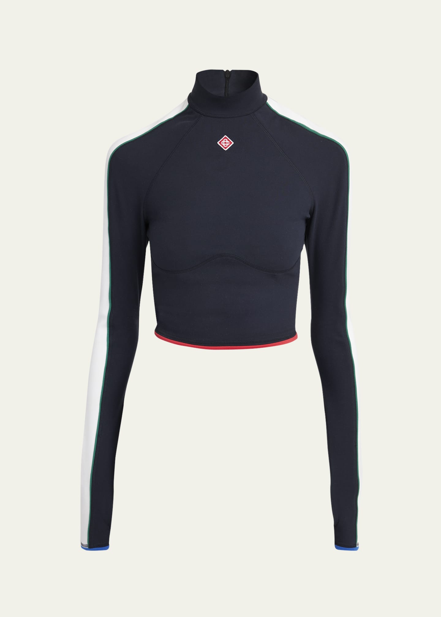 CASABLANCA Stripe Long-Sleeve Cropped Activewear Top Image 1 of 5