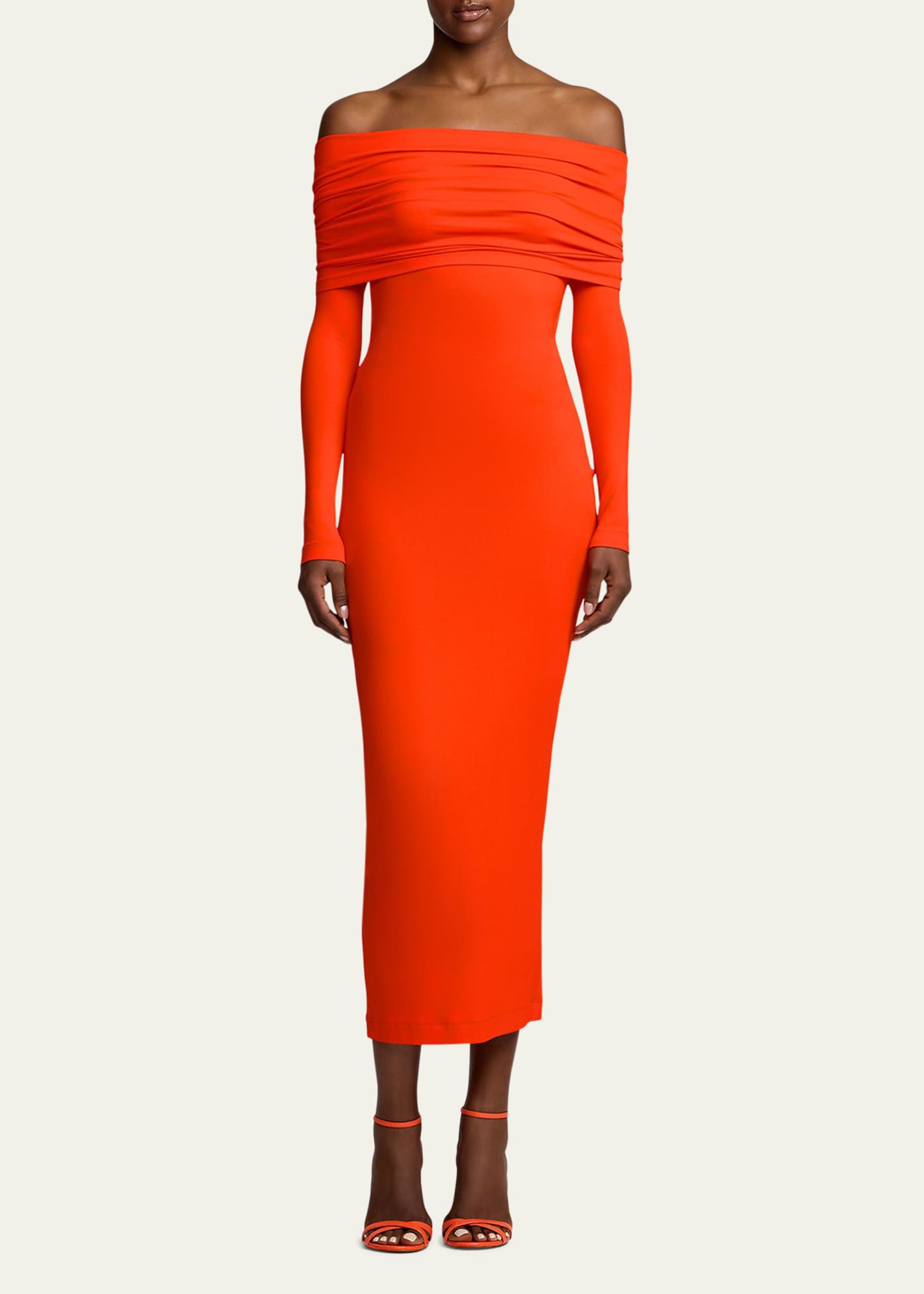 Ralph Lauren Collection Off-Shoulder Long Sleeve Dress Image 2 of 5