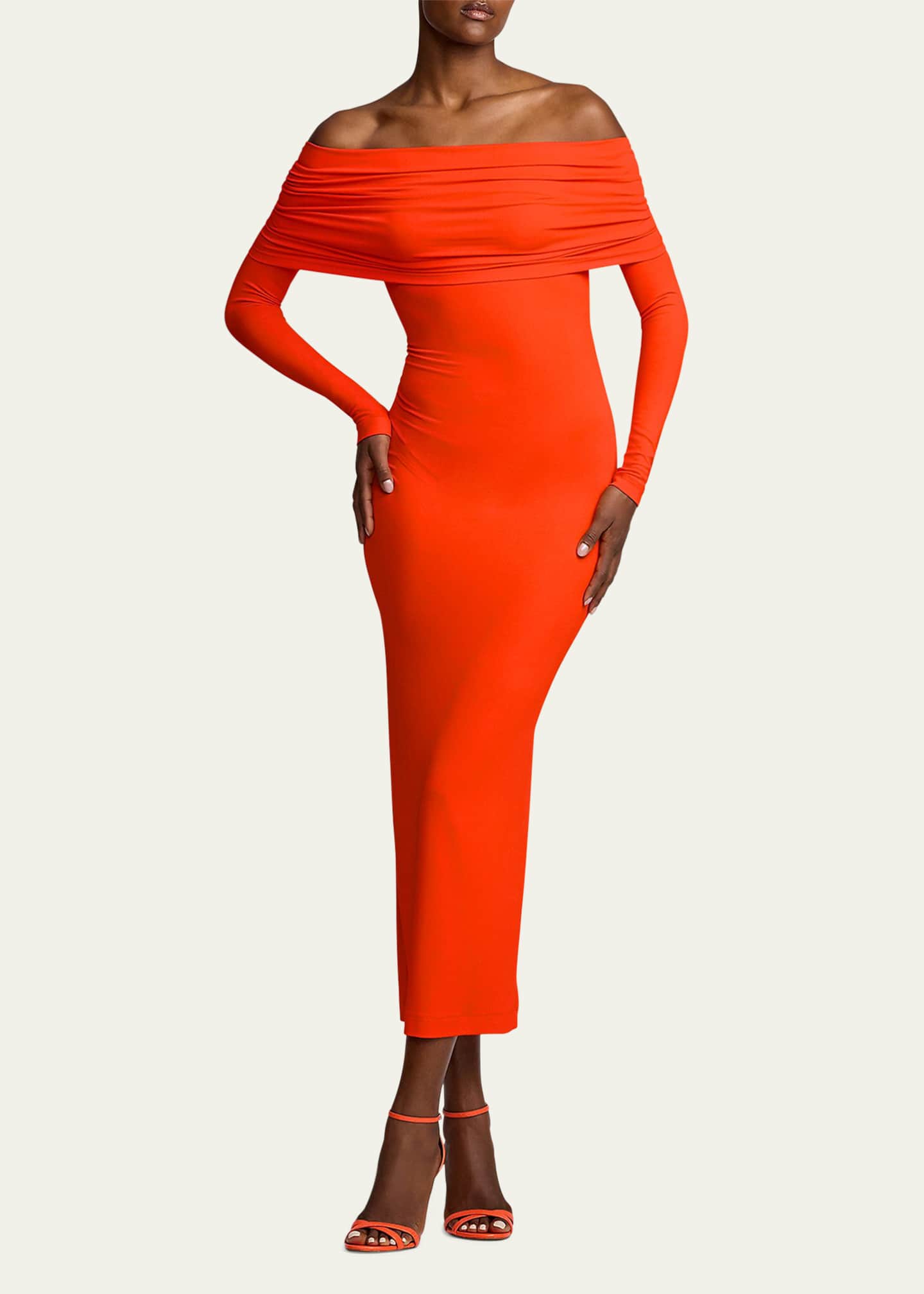 Ralph Lauren Collection Off-Shoulder Long Sleeve Dress Image 4 of 5