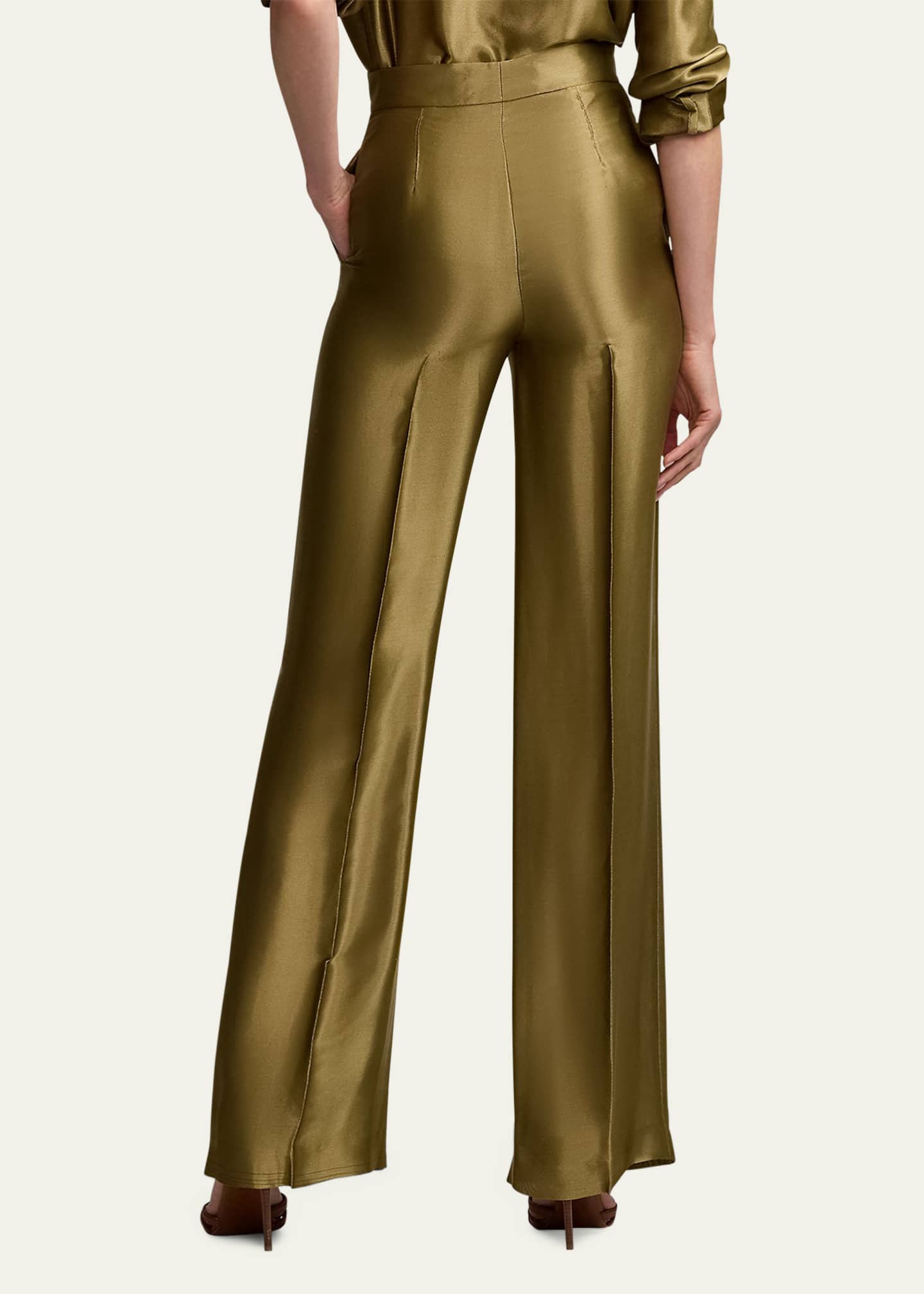 Ralph Lauren Collection Dean Metallic Satin Pants Image 3 of 5