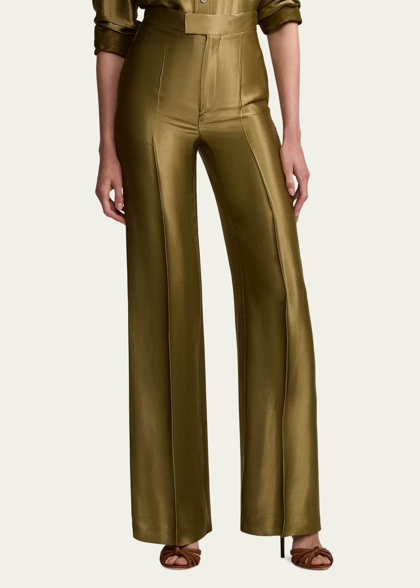 Ralph Lauren Collection Dean Metallic Satin Pants Image 4 of 5