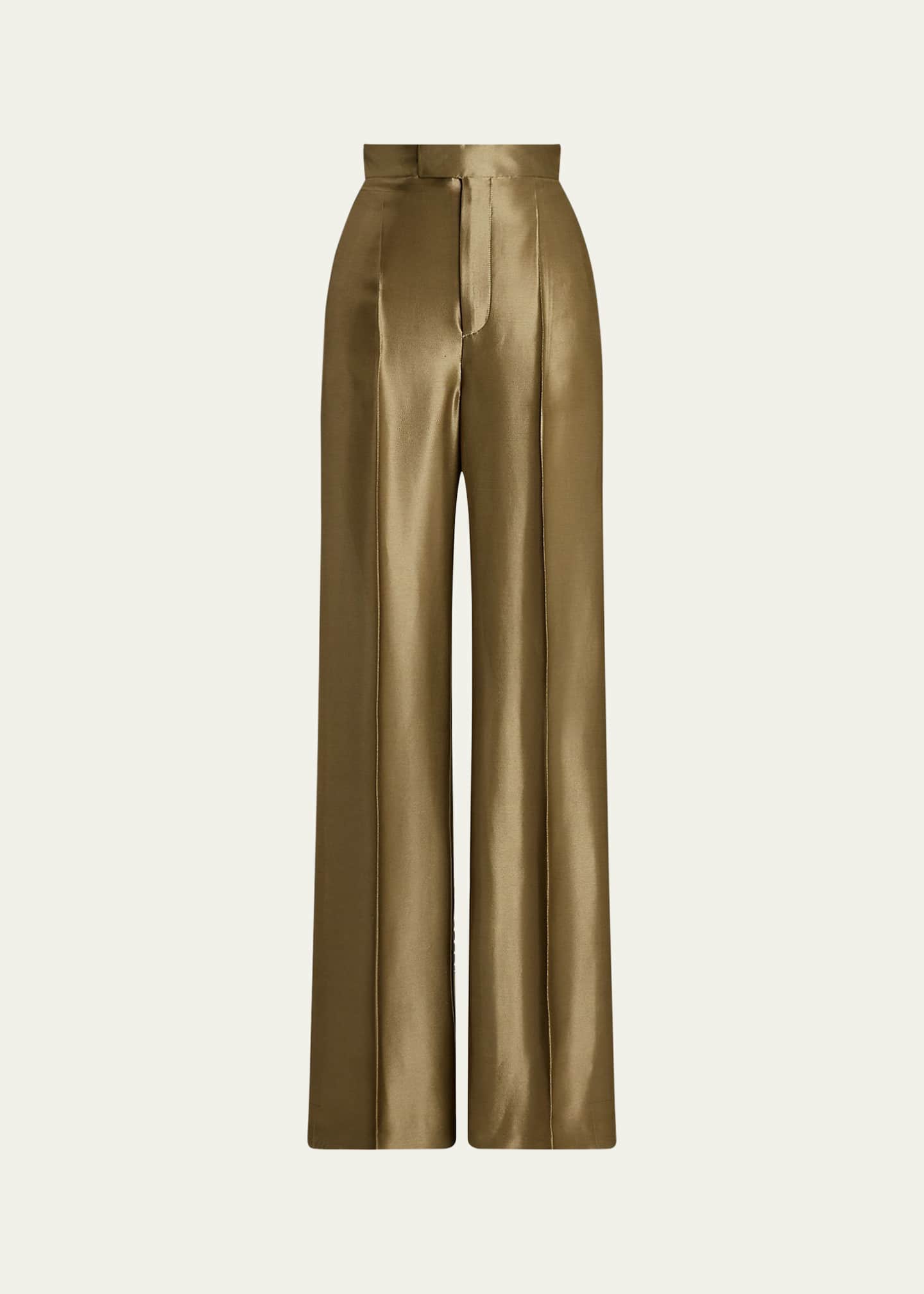 Ralph Lauren Collection Dean Metallic Satin Pants Image 1 of 5