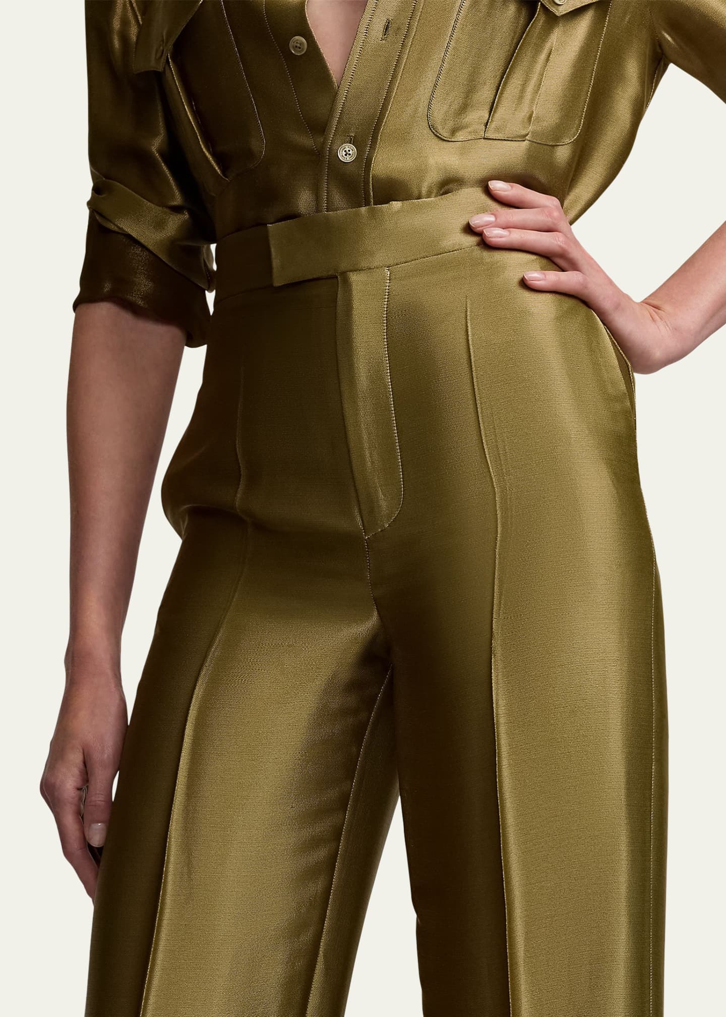 Ralph Lauren Collection Dean Metallic Satin Pants Image 5 of 5