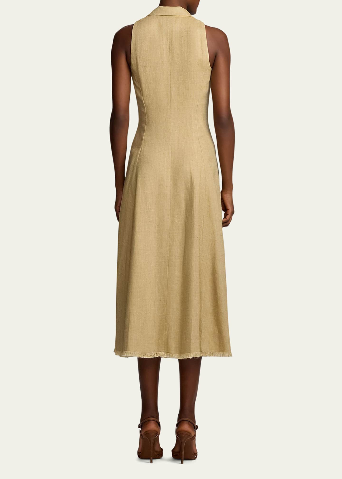 Ralph Lauren Collection Alecia Silk Linen Midi Day Dress Image 3 of 5