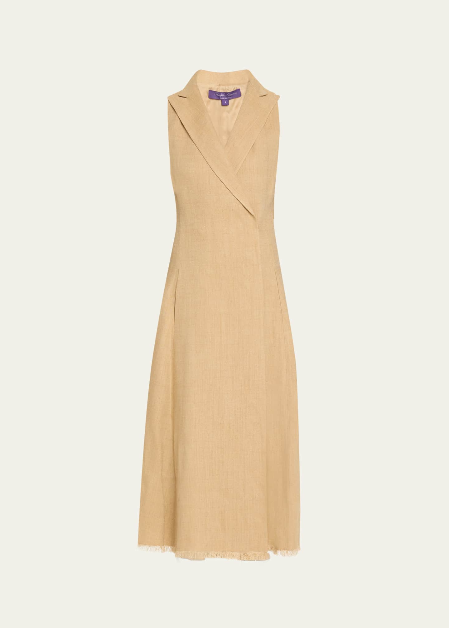 Ralph Lauren Collection Alecia Silk Linen Midi Day Dress Image 1 of 5