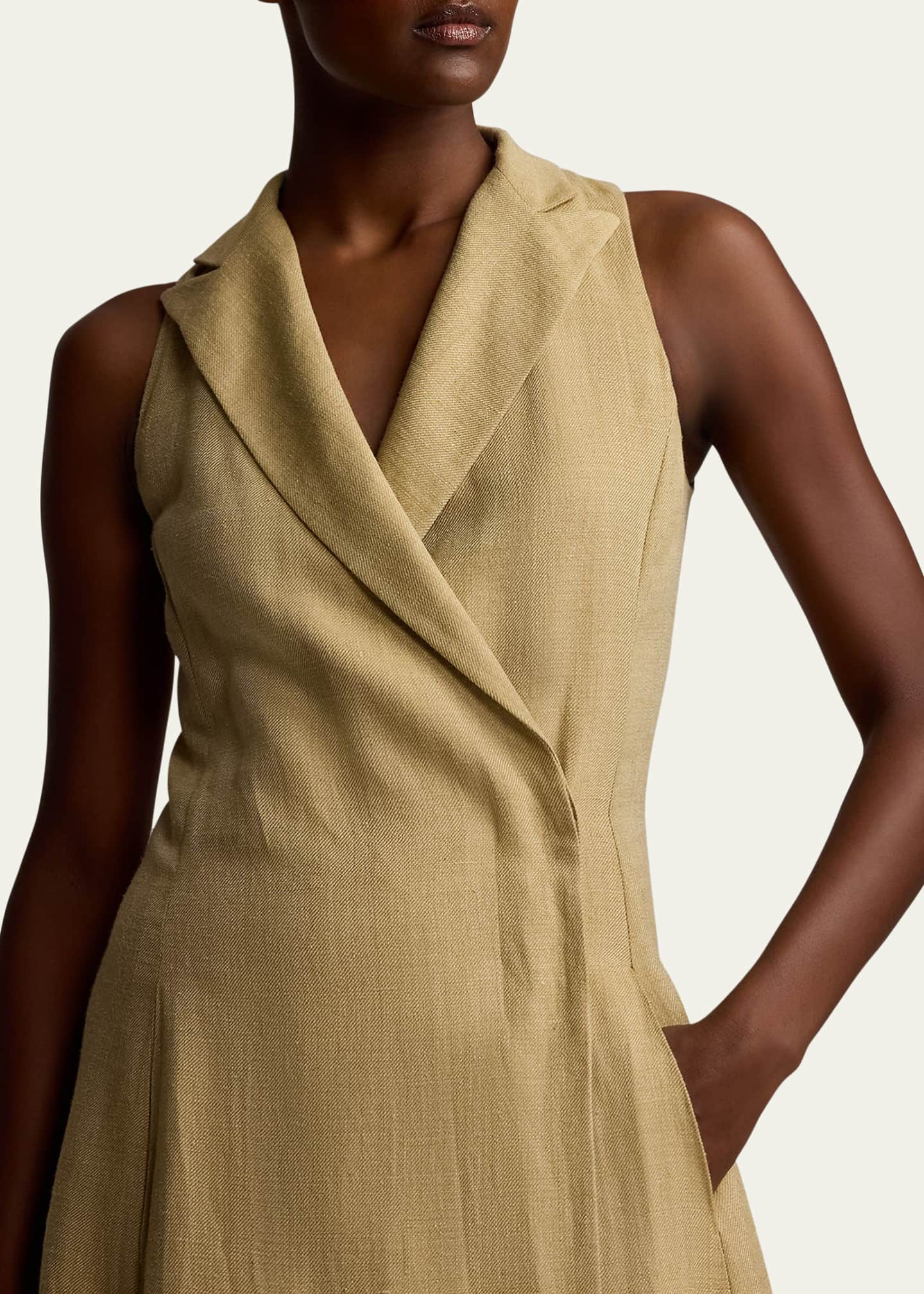 Ralph Lauren Collection Alecia Silk Linen Midi Day Dress Image 5 of 5