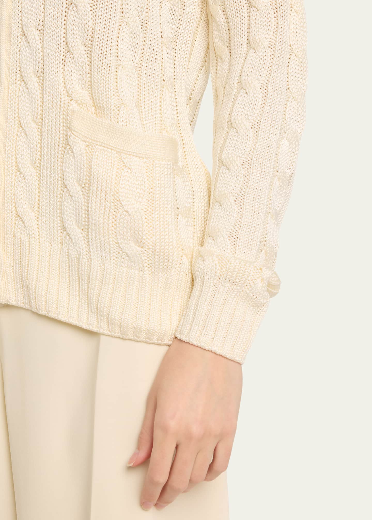 コート RALPH LAUREN COLLECTION CABLE KNIT LONG SLEEVE CARDIGAN Ralph Lauren Collection High Shine Cable-Knit Cashmere