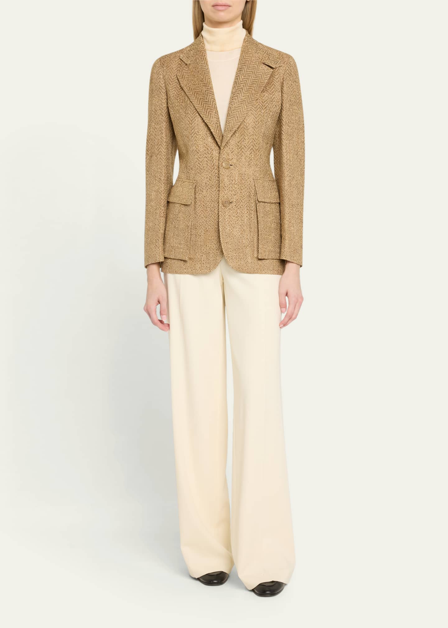 Ralph Lauren Collection Preston Herringbone Embellished Silk Jacket Image 2 of 5