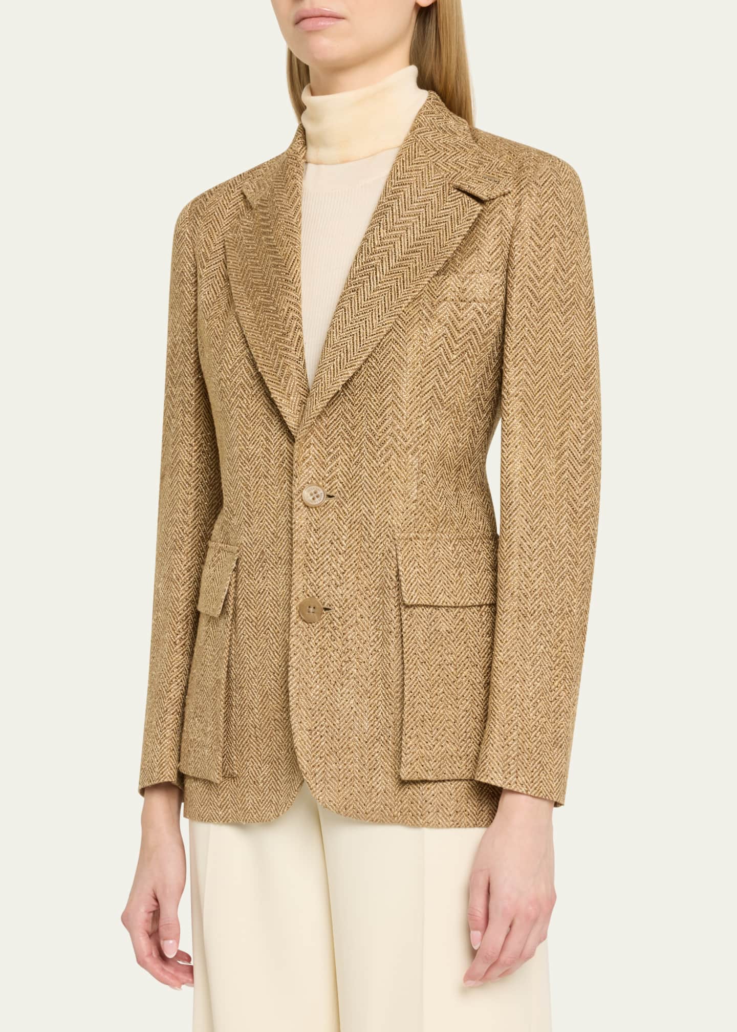 Ralph Lauren Collection Preston Herringbone Embellished Silk Jacket Image 4 of 5
