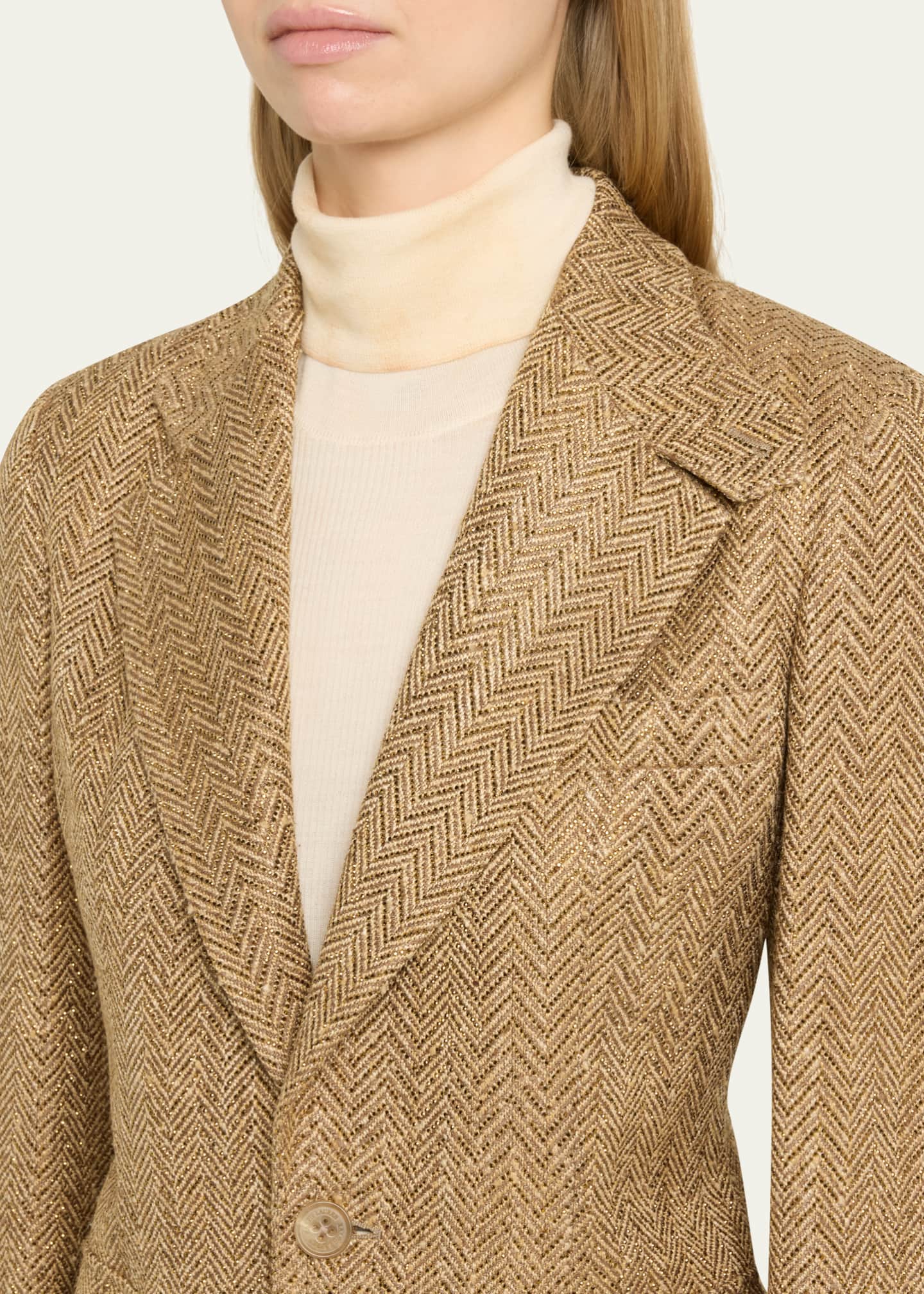 Ralph Lauren Collection Preston Herringbone Embellished Silk Jacket Image 5 of 5