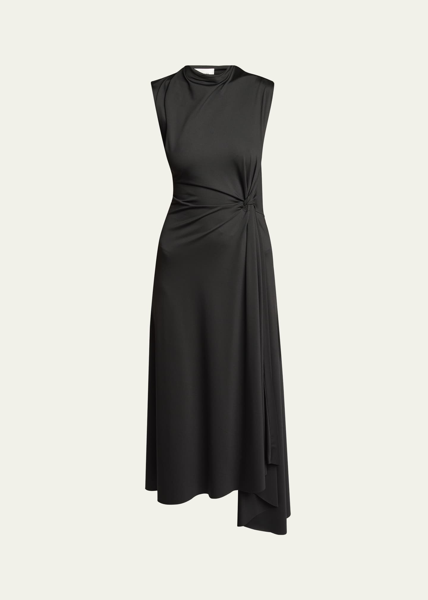 Victoria Beckham Twisted Knot Asymmetric Drape Midi Dress Image 1 of 5