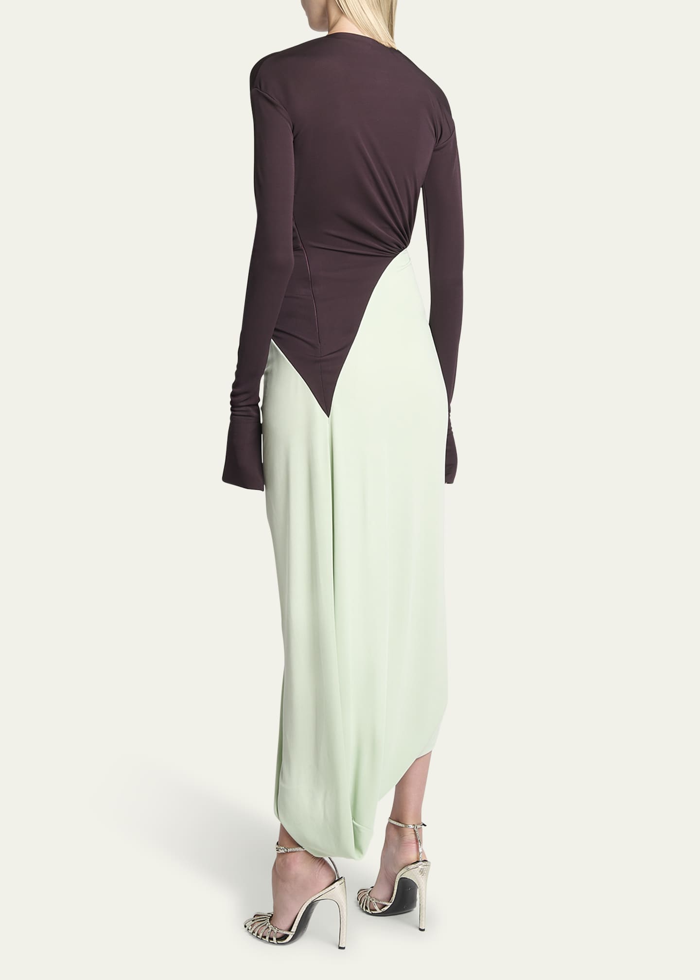 Victoria Beckham Colorblock Knot Detail Jersey Gown Image 3 of 5