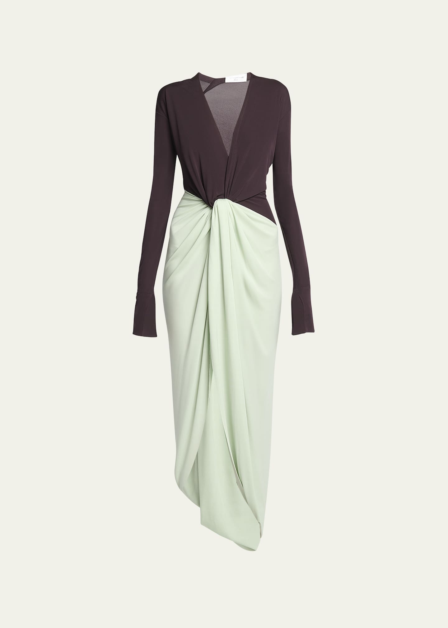 Victoria Beckham Colorblock Knot Detail Jersey Gown Image 1 of 5