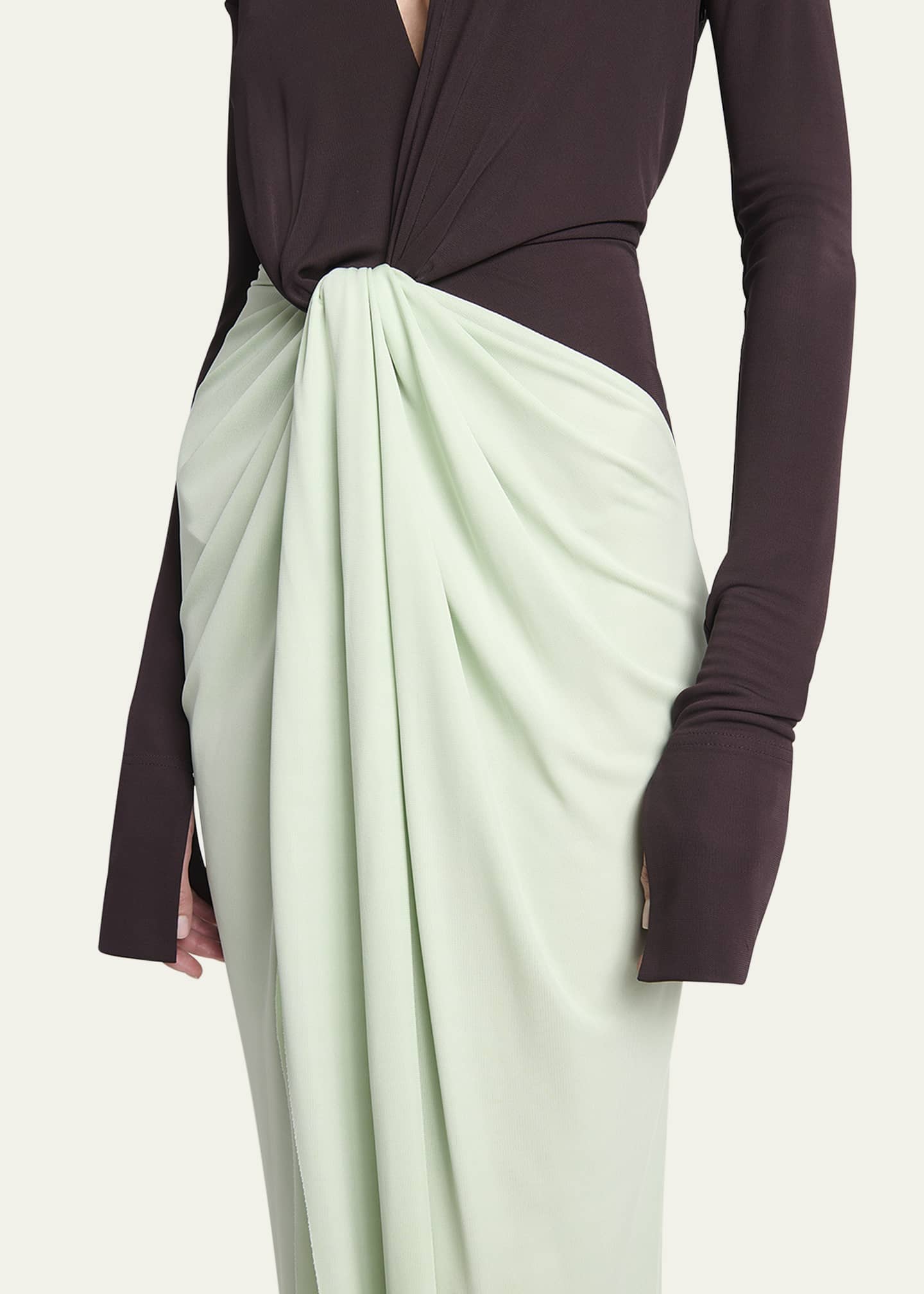 Victoria Beckham Colorblock Knot Detail Jersey Gown Image 5 of 5