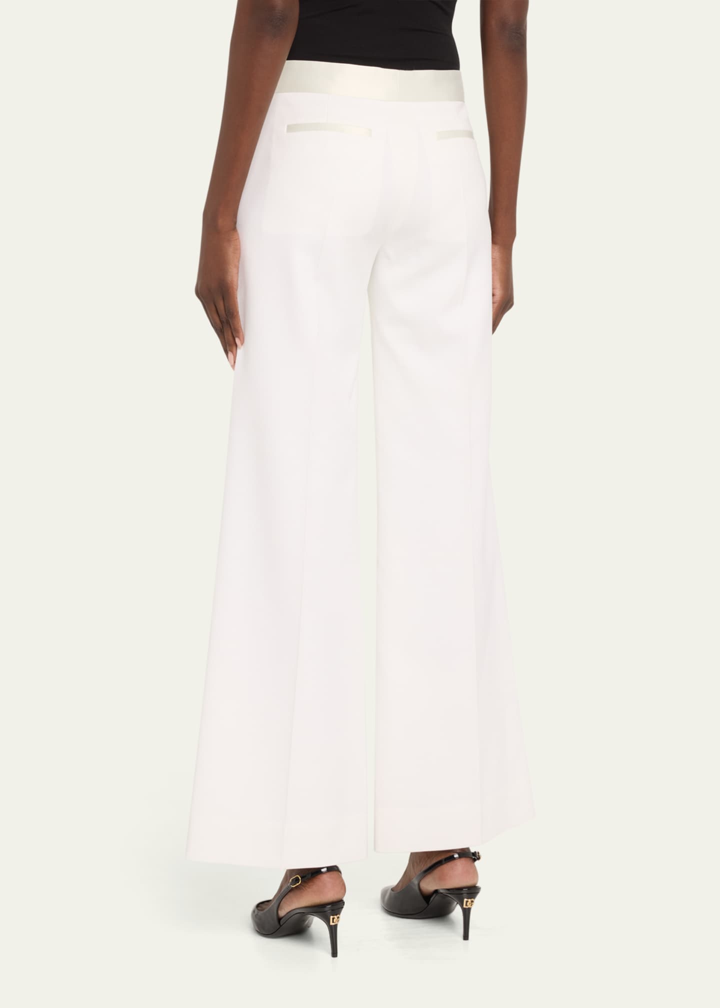 Victoria Beckham Gigi Wool-Blend Satin-Trim Trousers Image 3 of 5