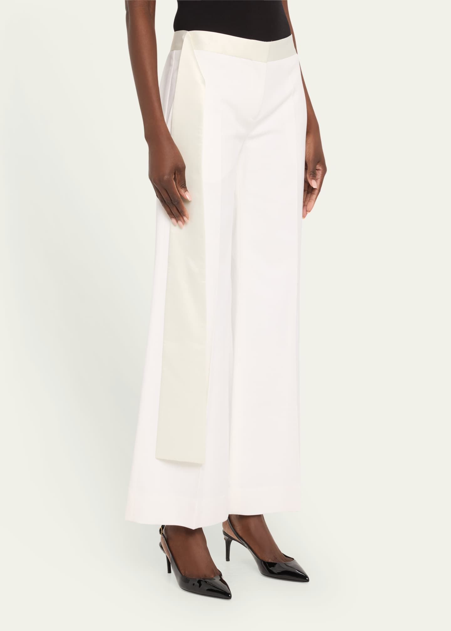 Victoria Beckham Gigi Wool-Blend Satin-Trim Trousers Image 4 of 5
