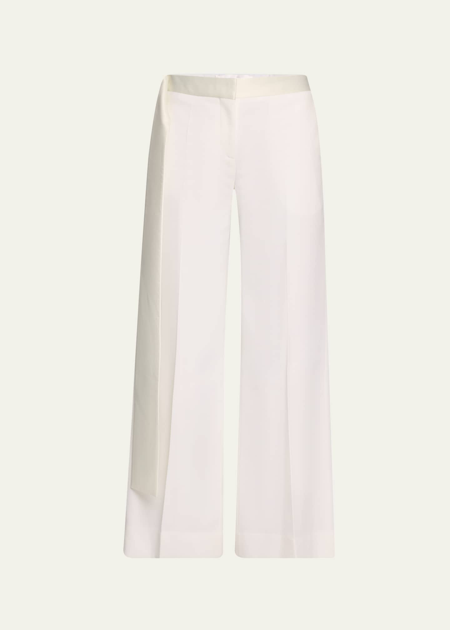 Victoria Beckham Gigi Wool-Blend Satin-Trim Trousers Image 1 of 5