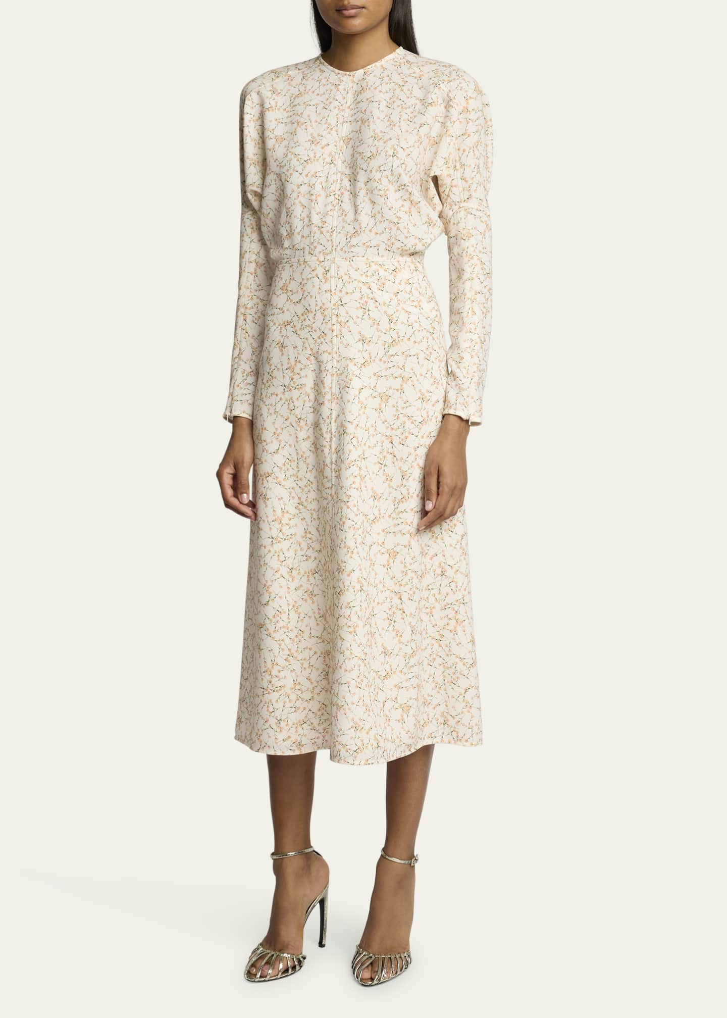 Victoria Beckham Printed Dolman-Sleeve Midi Dress Image 4 of 5