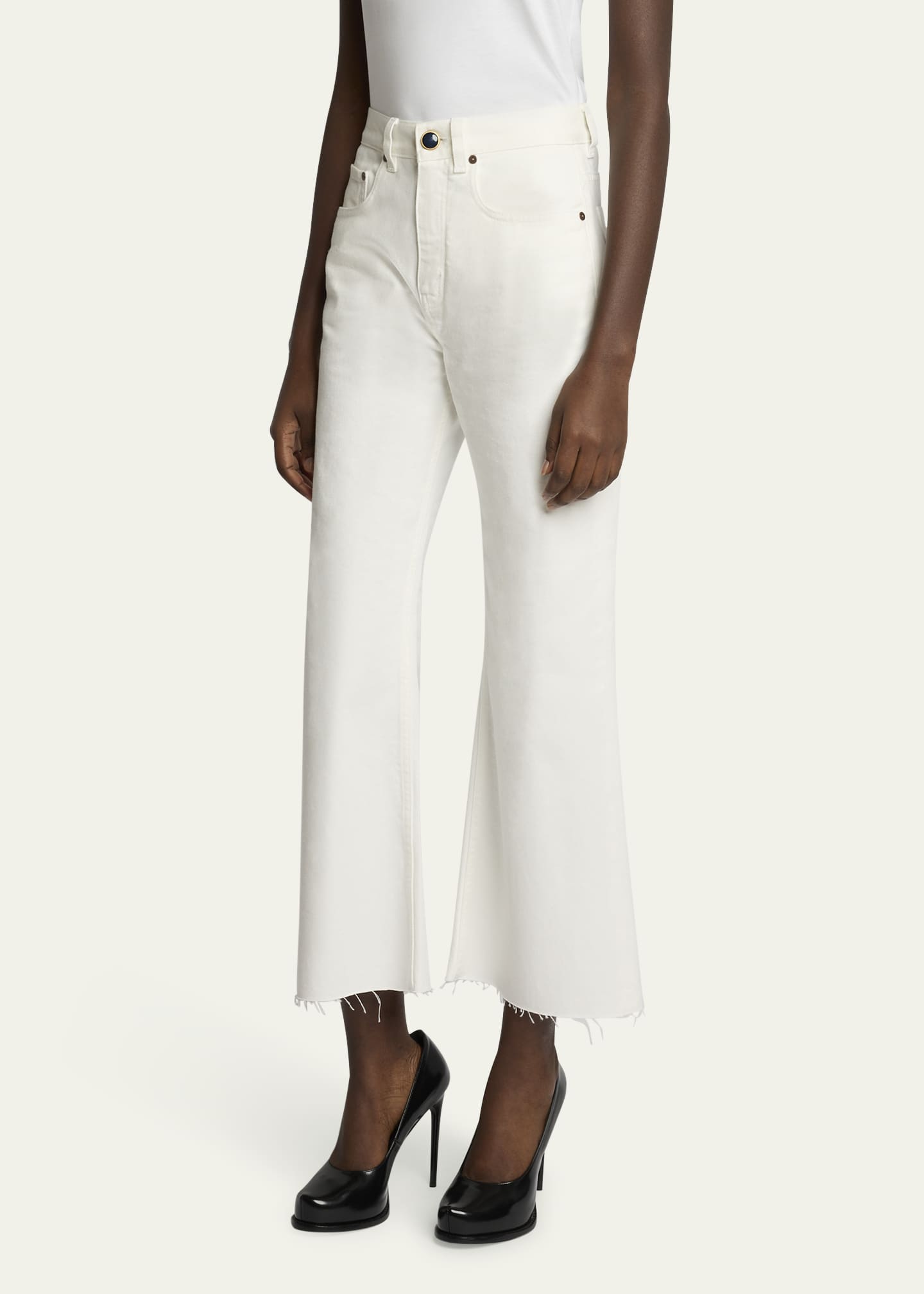 Victoria Beckham Women s High Rise Wide Leg Crop Jeans