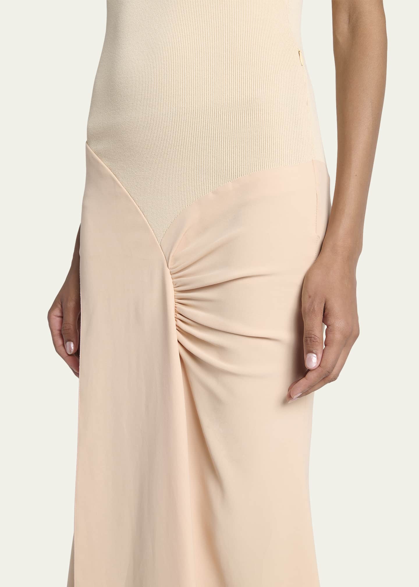 Victoria Beckham Mixed-Media Turtleneck Crop-Waist Maxi Dress Image 5 of 5