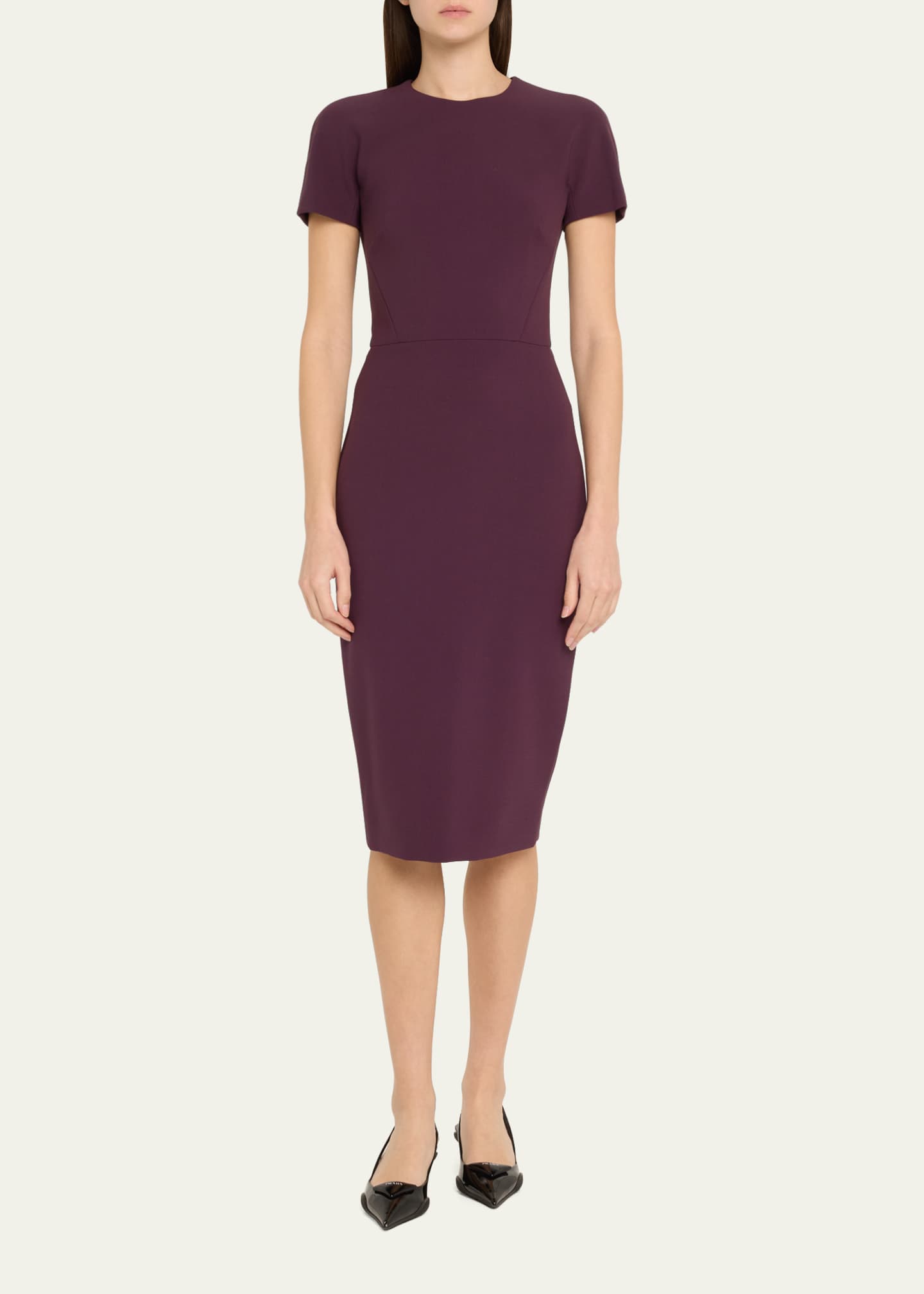 Victoria Beckham Fitted Wool Midi Dress Image 2 of 5