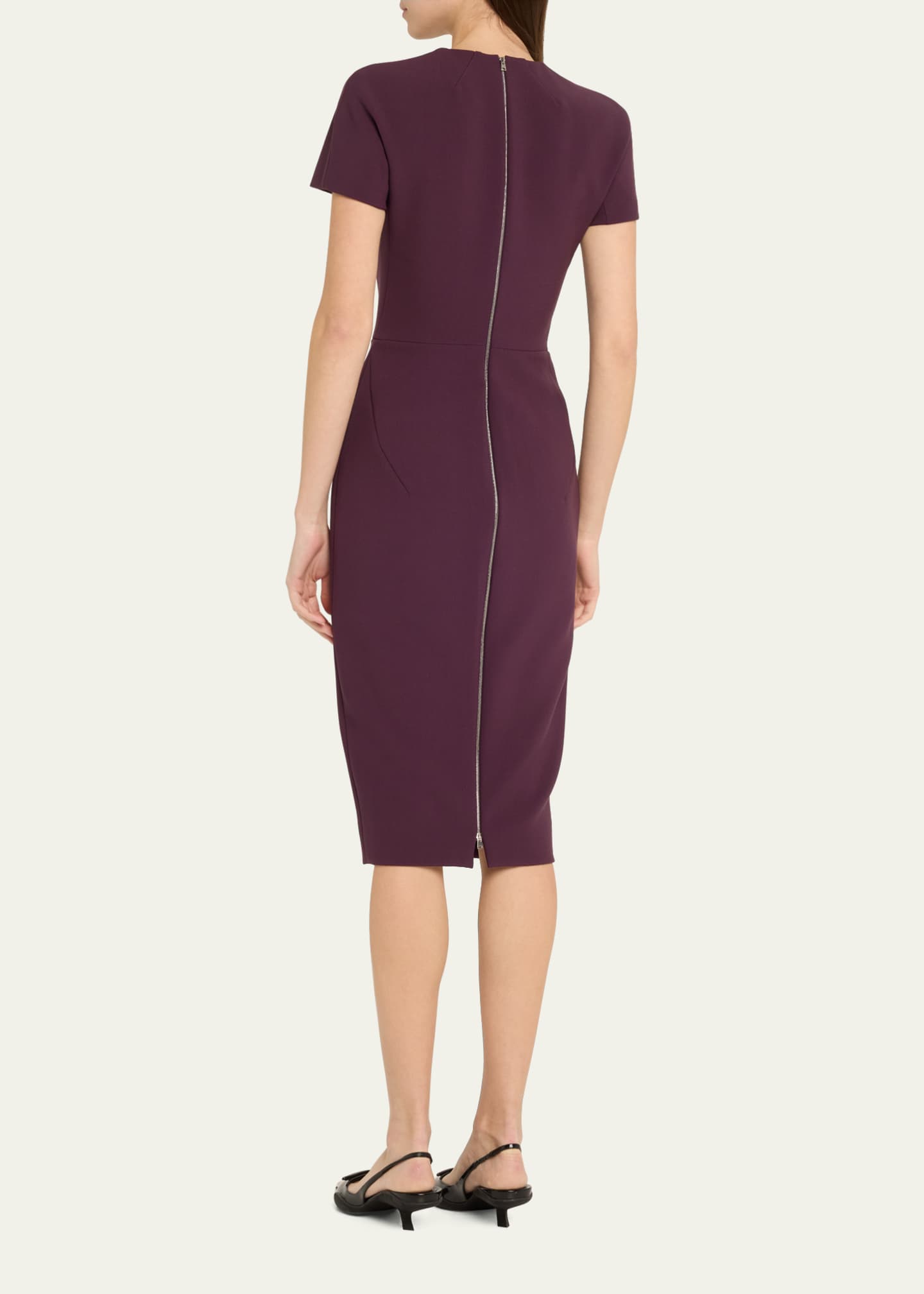 Victoria Beckham Fitted Wool Midi Dress Image 3 of 5