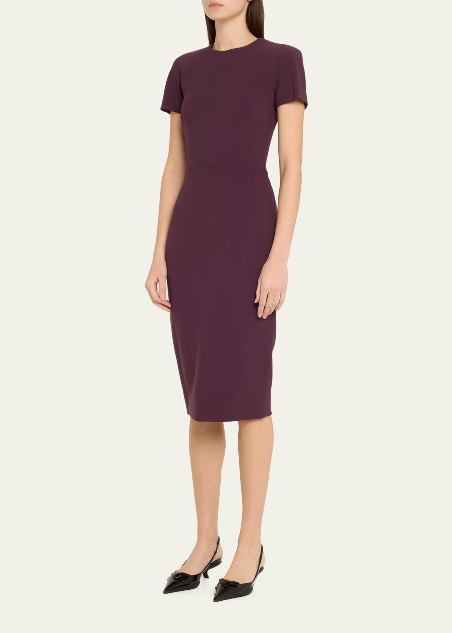 Victoria Beckham Fitted Wool Midi Dress Image 4 of 5