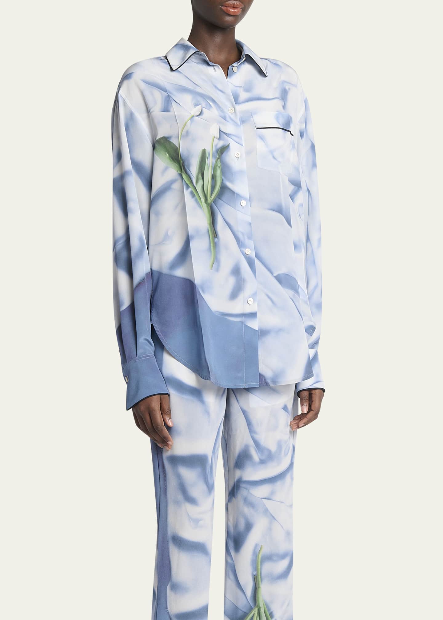 【関税込み】VICTORIA BECKHAM PYJAMA SHIRT Piping Detail Pyjama Shirt In Tobacco-Midnight – Victoria