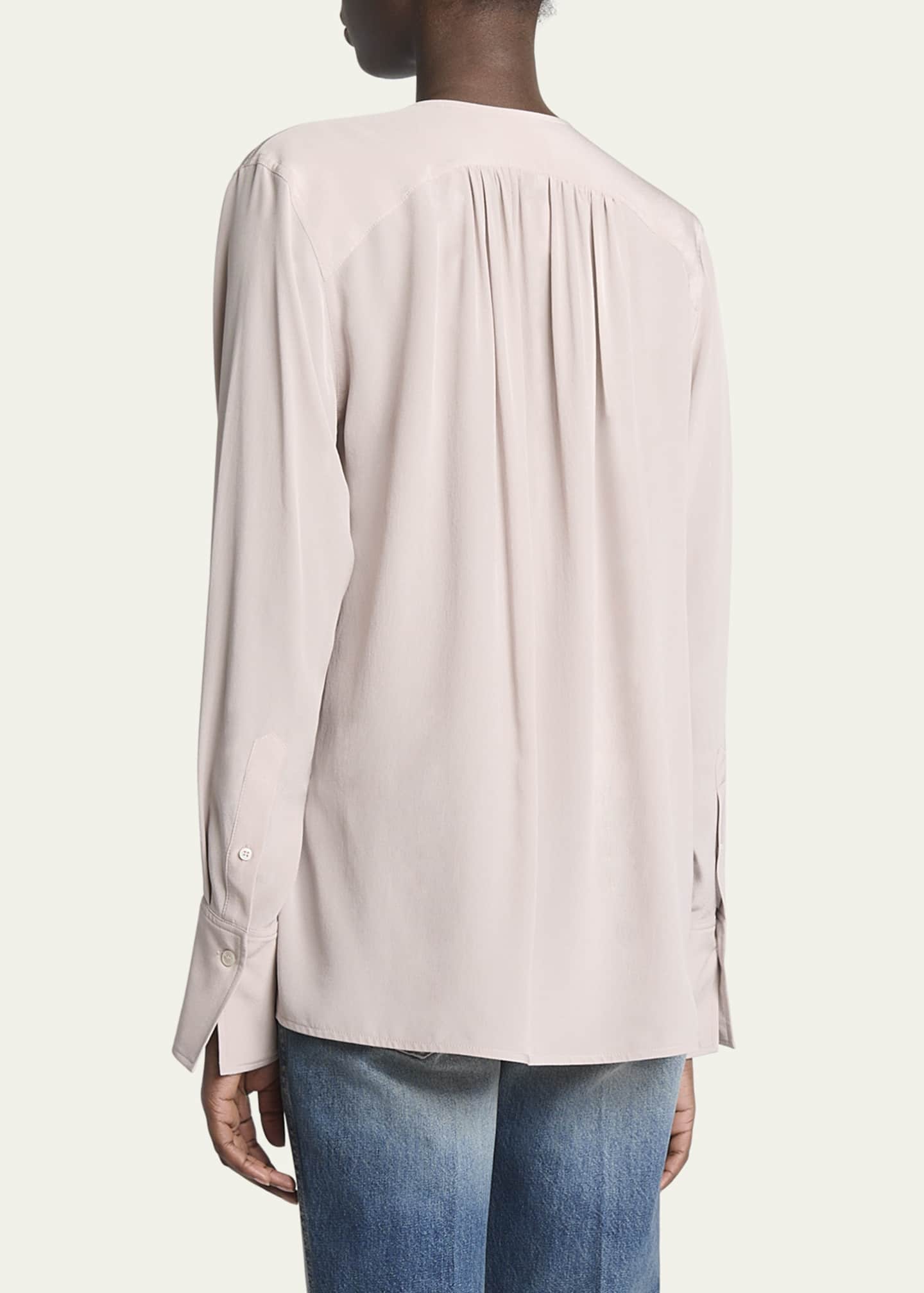 Victoria Beckham Gathered Tie Long-Sleeve Silk Blouse Image 3 of 5