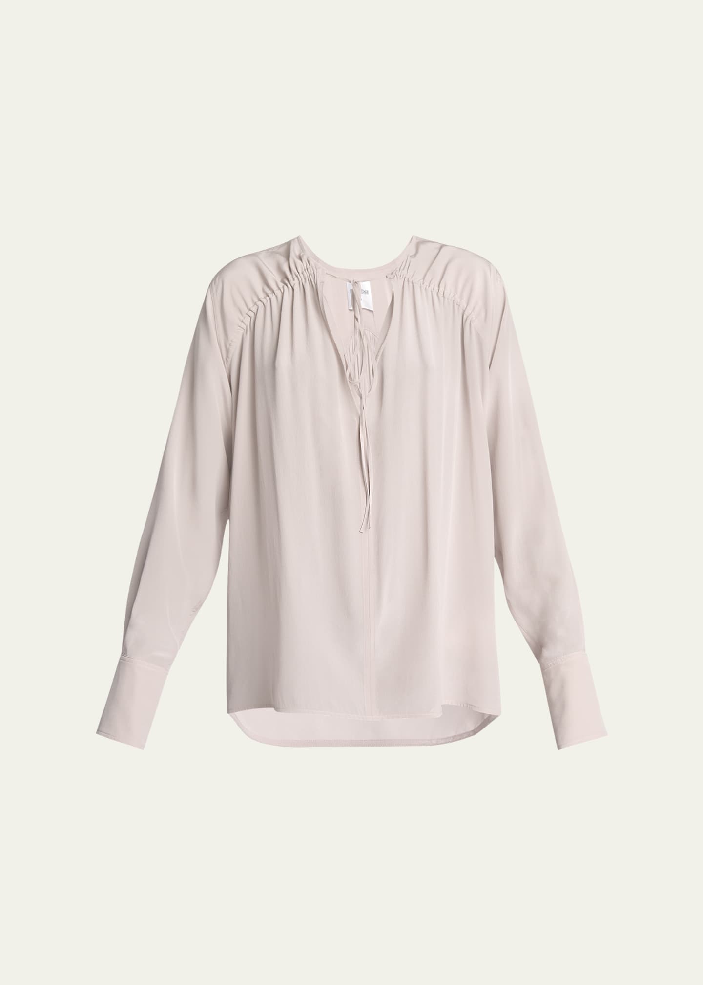 Victoria Beckham Gathered Tie Long-Sleeve Silk Blouse Image 1 of 5