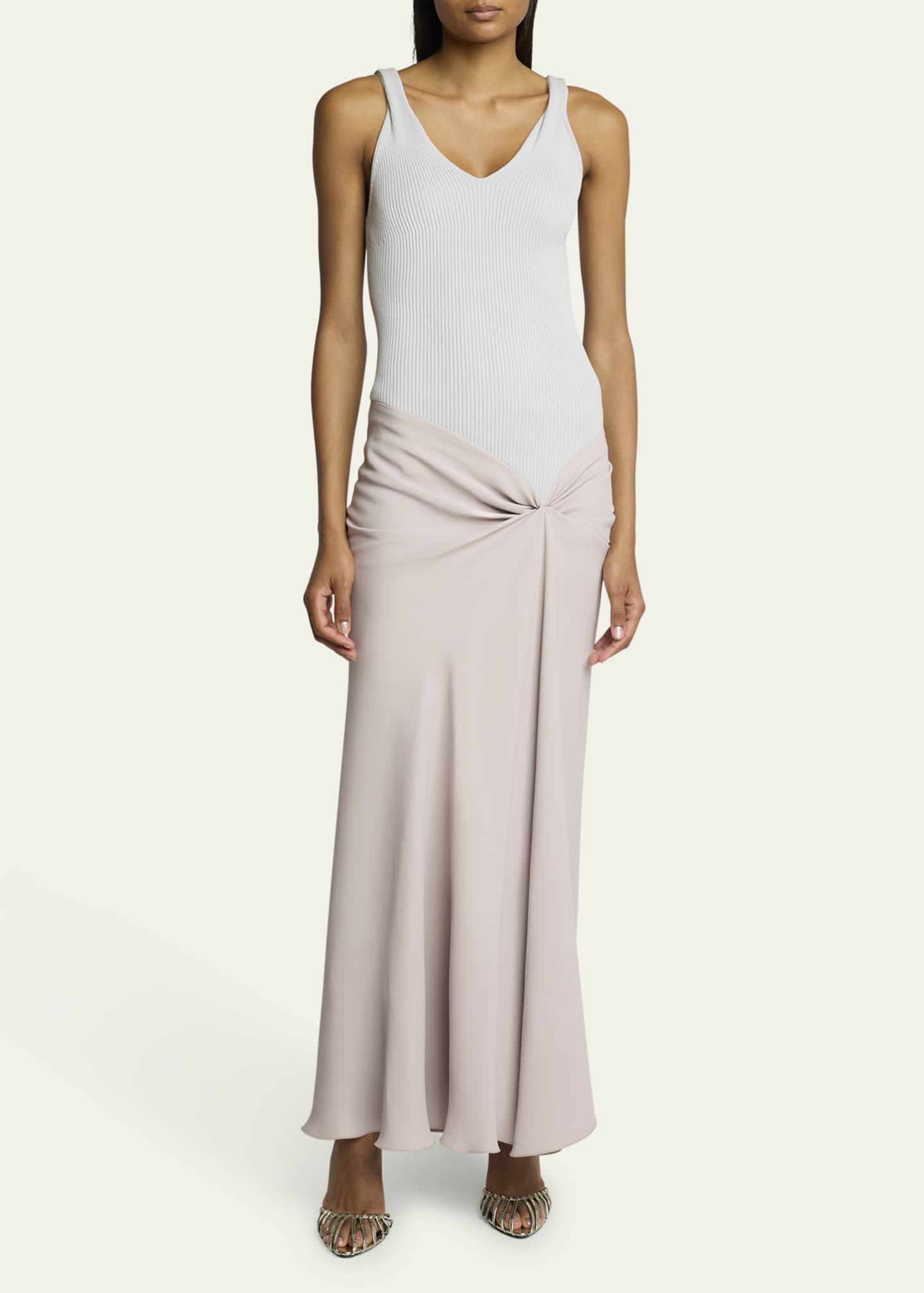 Victoria Beckham Colorblock Knot Detail Cami Dress Image 2 of 5