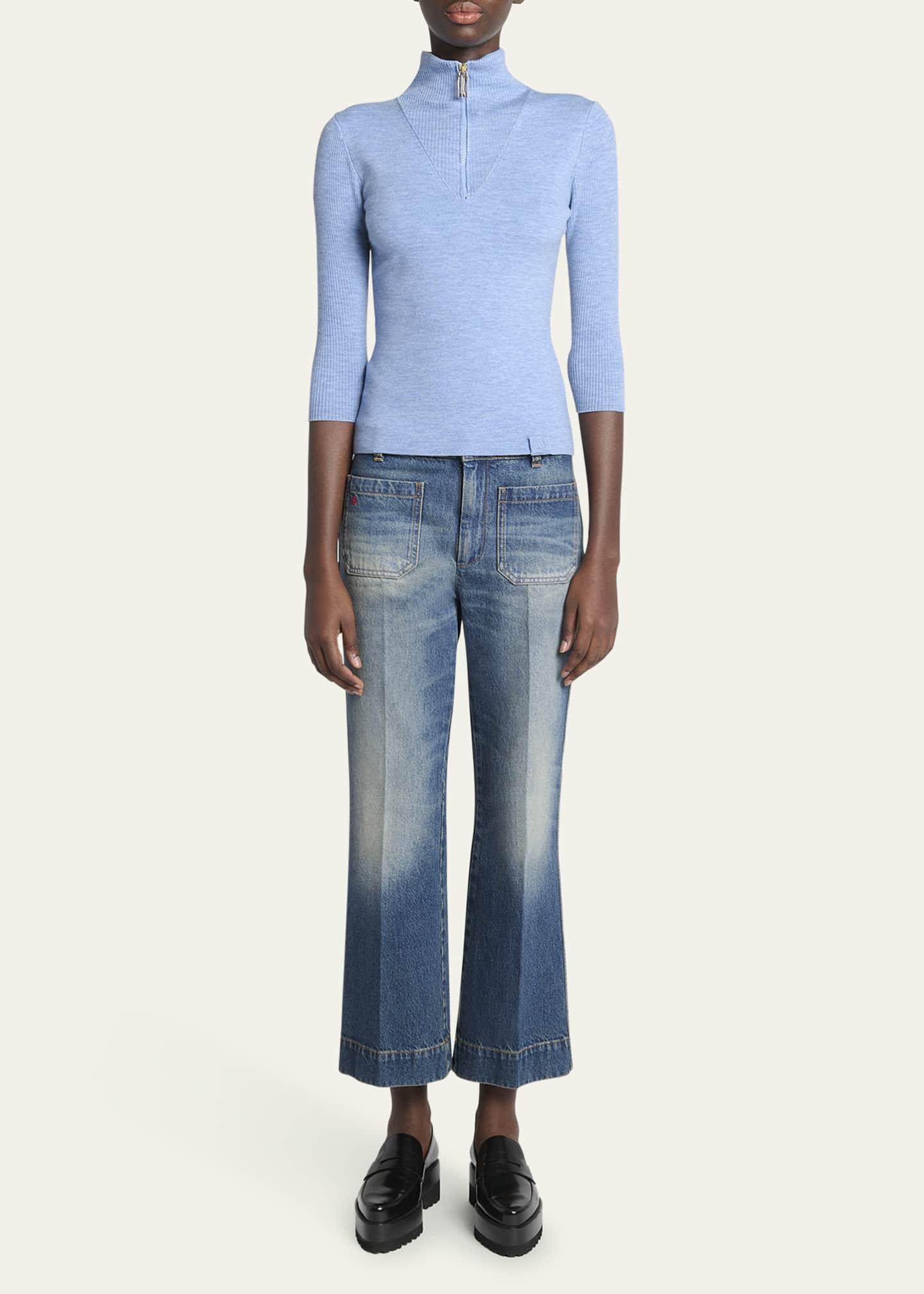 Victoria Beckham Half Zip Wool Top Image 2 of 5