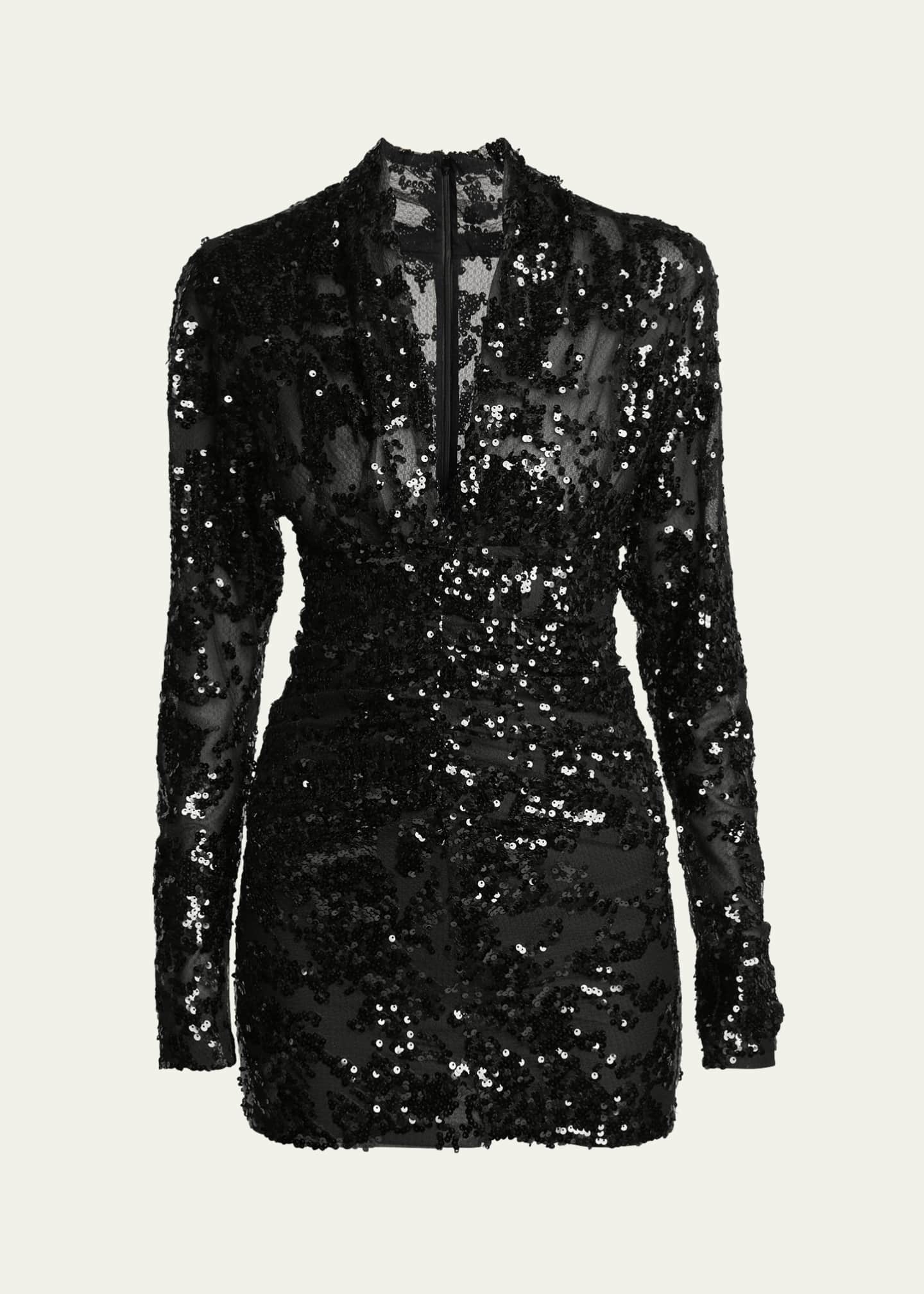 Victoria Beckham Sequined Ruched Mini Dress Image 1 of 5