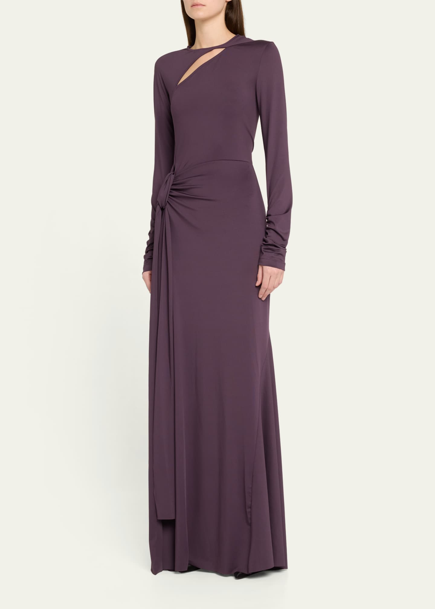 Victoria Beckham Long Sleeve Cutout Tie Front Gown Image 4 of 5