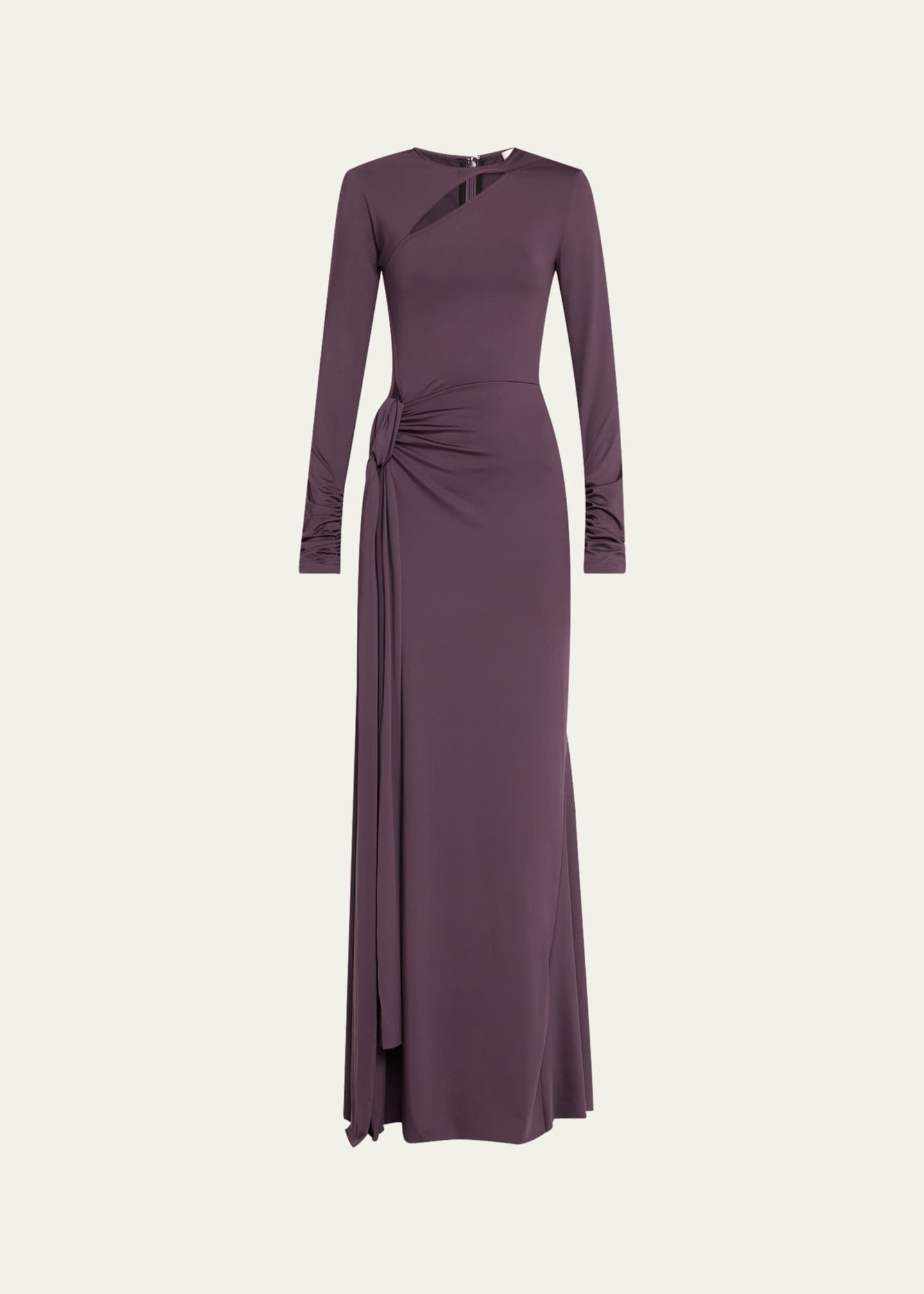 Victoria Beckham Long Sleeve Cutout Tie Front Gown Image 1 of 5