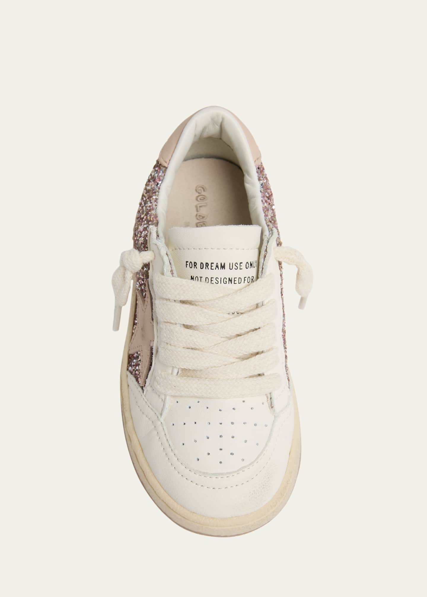Golden Goose Girl's Ball Star Glitter and Leather Sneakers, Baby/Toddlers Image 4 of 4