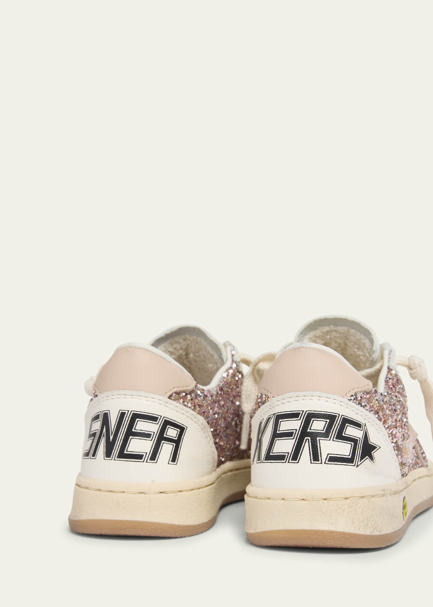 Golden Goose Girl's Ball Star Glitter and Leather Sneakers, Baby/Toddlers Image 3 of 4