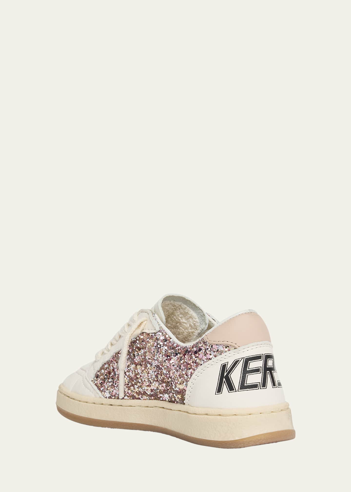 Golden Goose Girl's Ball Star Glitter and Leather Sneakers, Toddler/Kids Image 2 of 4