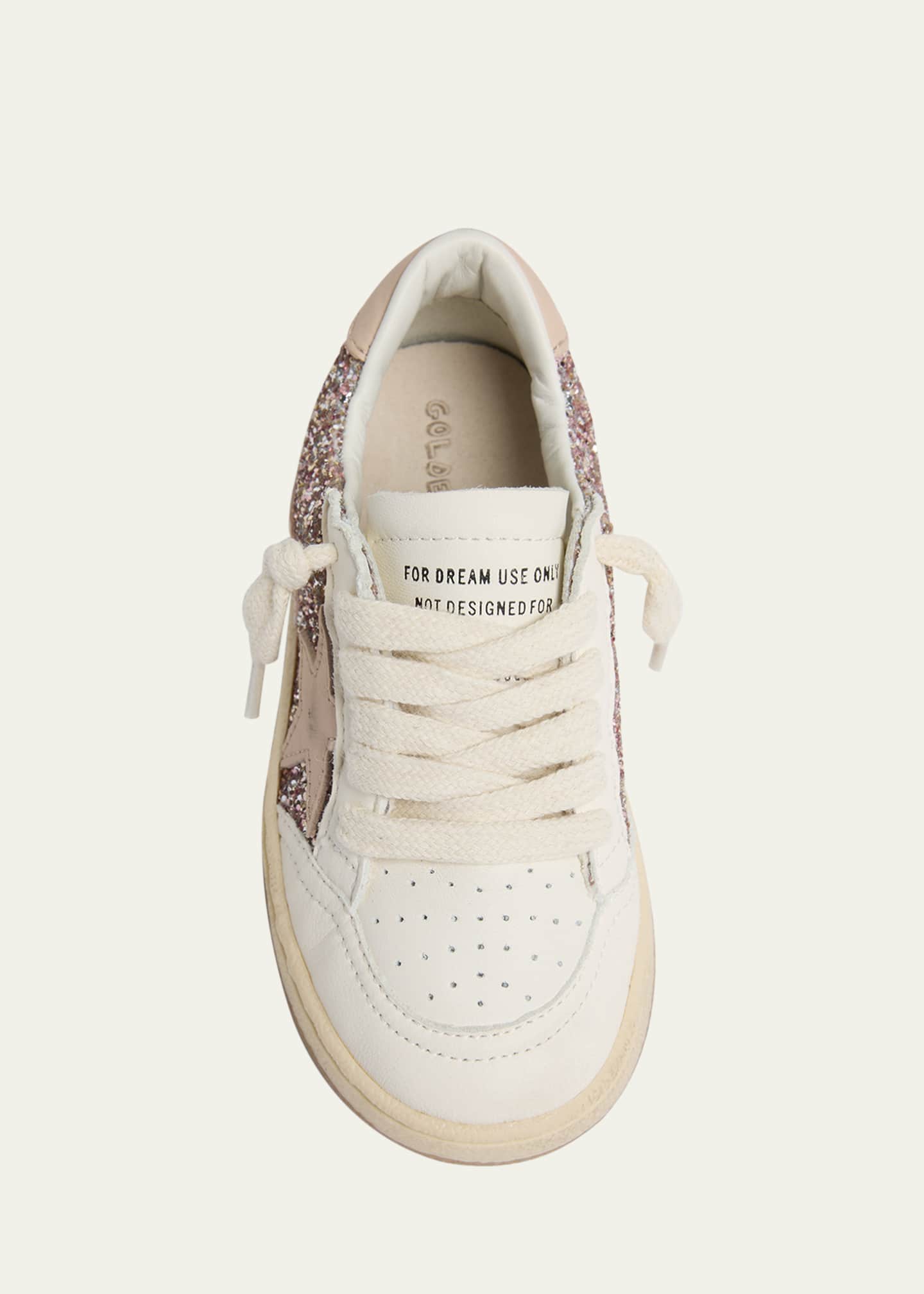 Golden Goose Girl's Ball Star Glitter and Leather Sneakers, Toddler/Kids Image 4 of 4