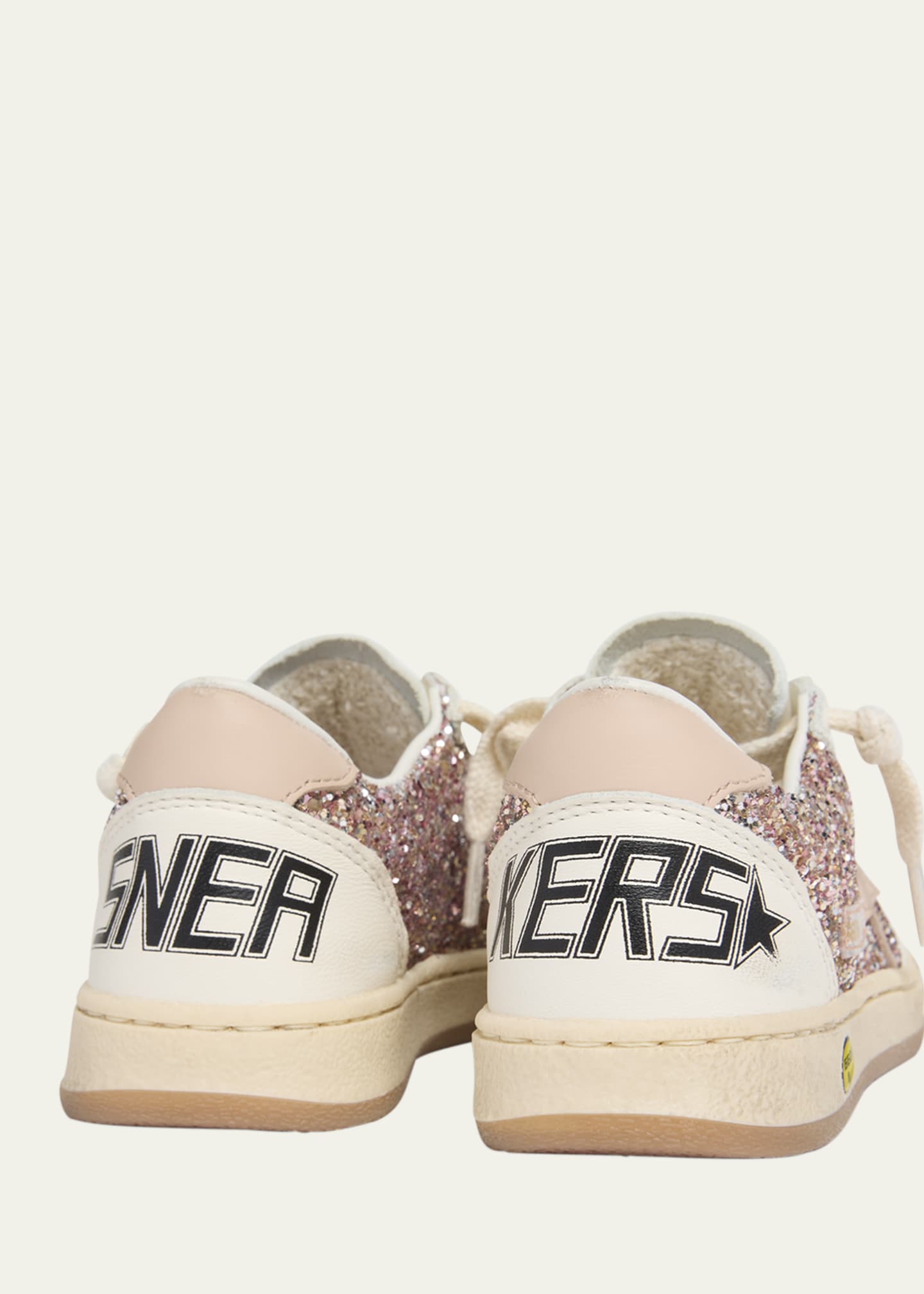 Golden Goose Girl's Ball Star Glitter and Leather Sneakers, Toddler/Kids Image 3 of 4