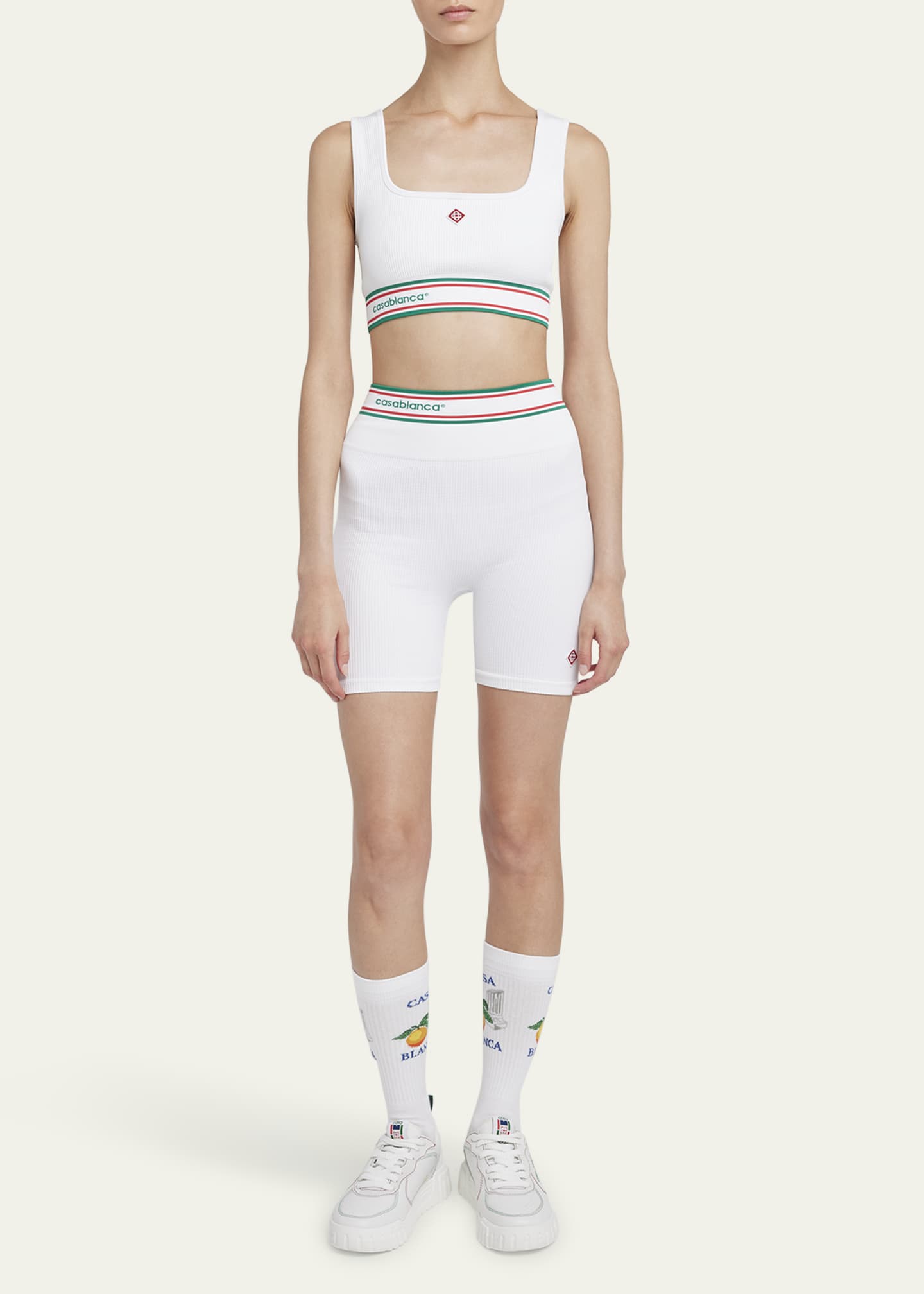 CASABLANCA Logo-Band Rib Biker Shorts Image 2 of 5